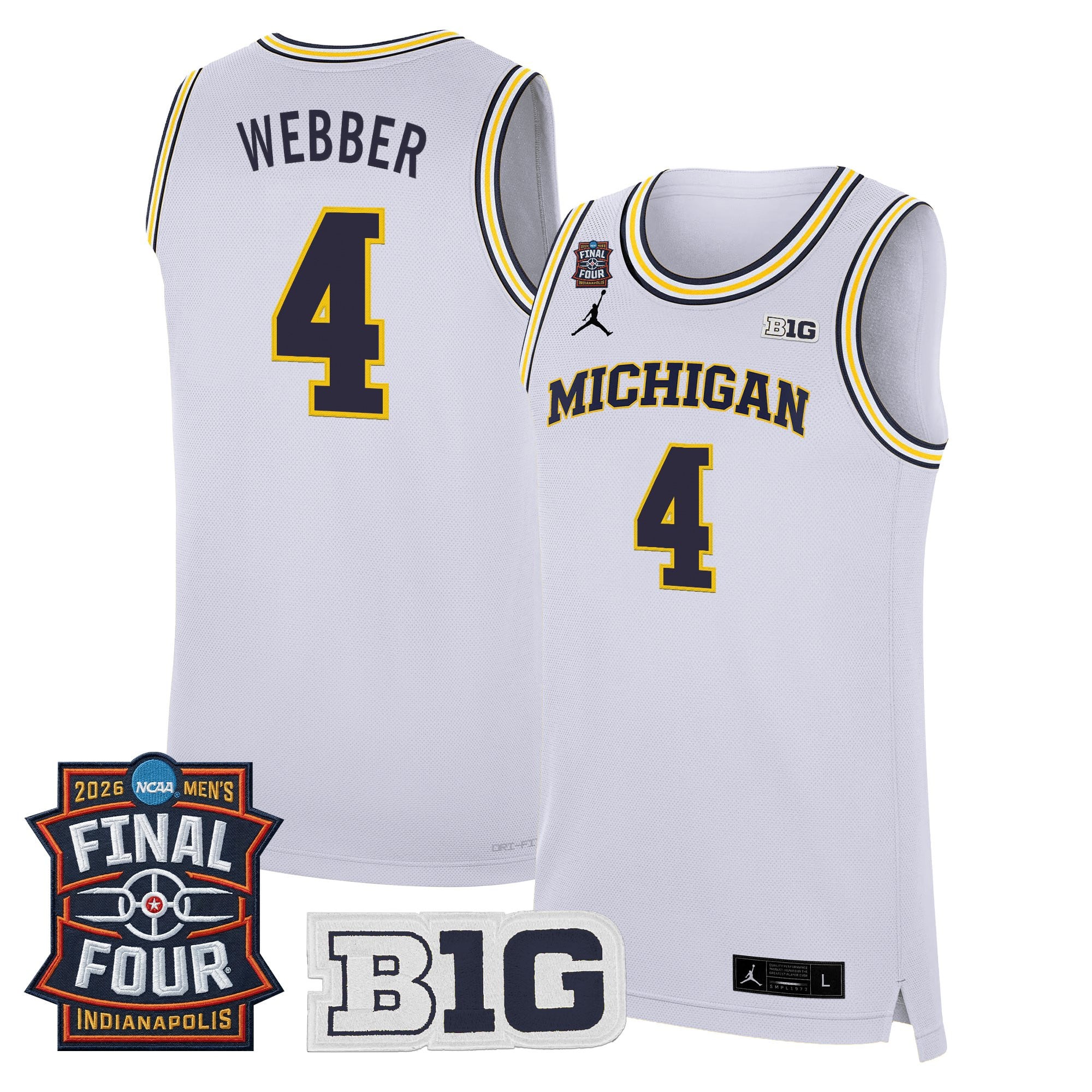 Men's Michigan Wolverines 2026 Final Four Patch Basketball Jersey - All Stitched