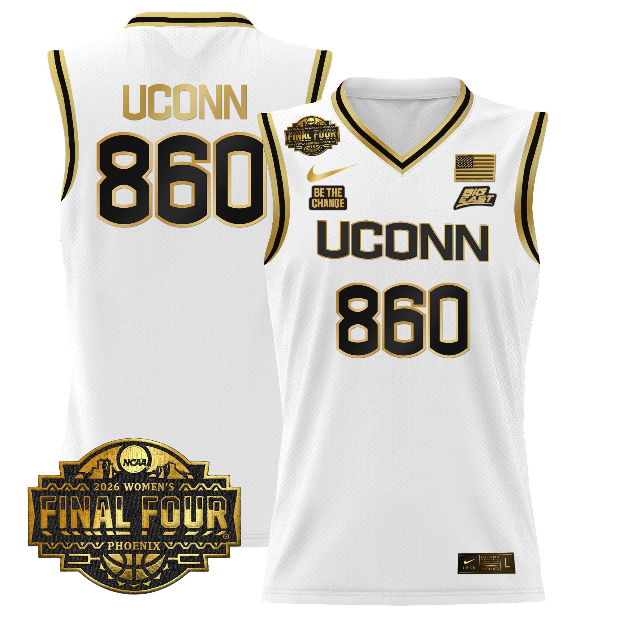 Men's Size - UConn Huskies 2026 Women's Tournament Final Four Basketball Jersey - All Stitched