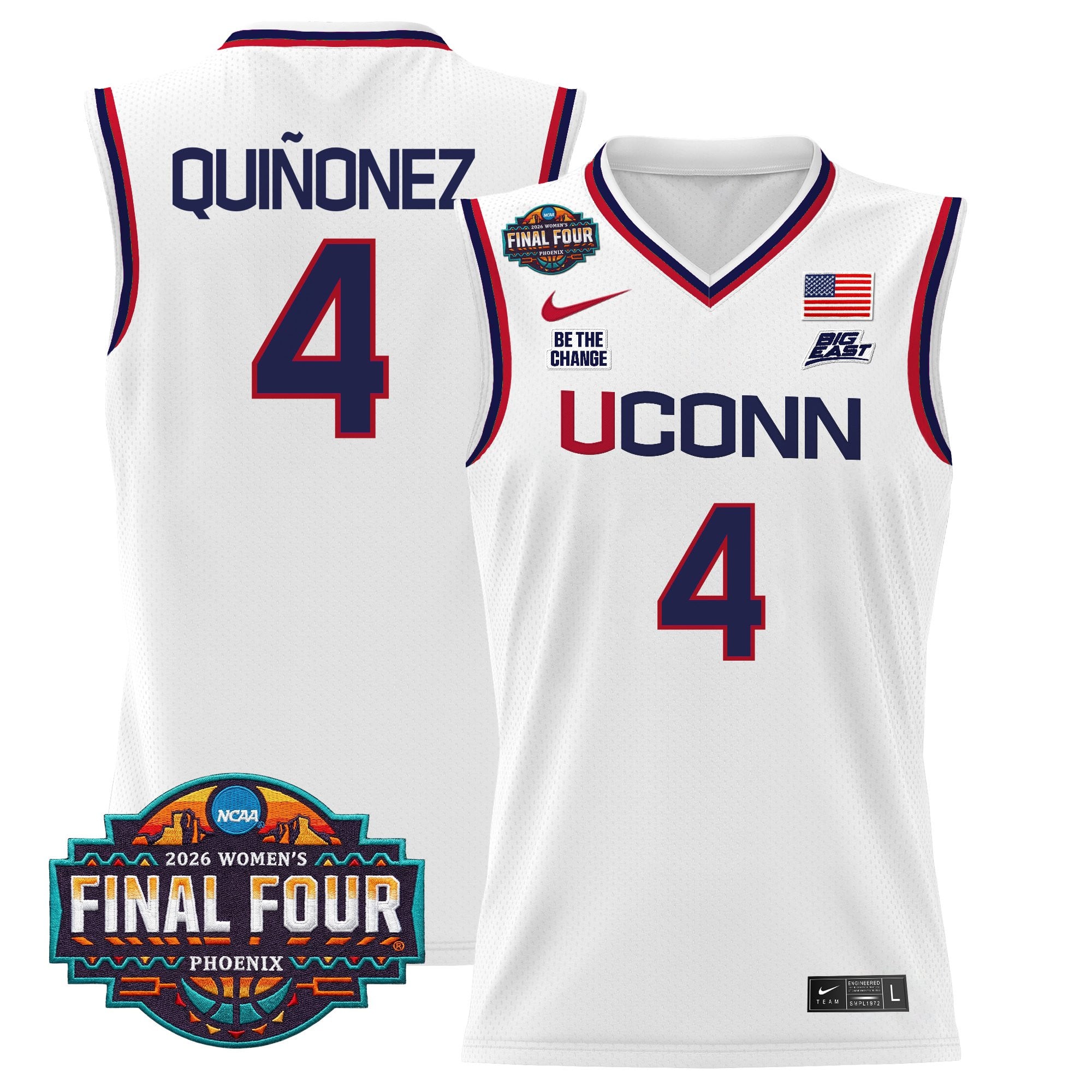 Men's Size - UConn Huskies 2026 Women's Tournament Final Four Basketball Jersey - All Stitched