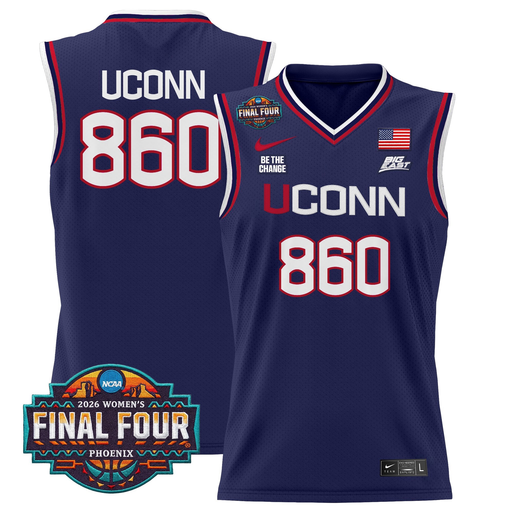 Men's Size - UConn Huskies 2026 Women's Tournament Final Four Basketball Jersey - All Stitched