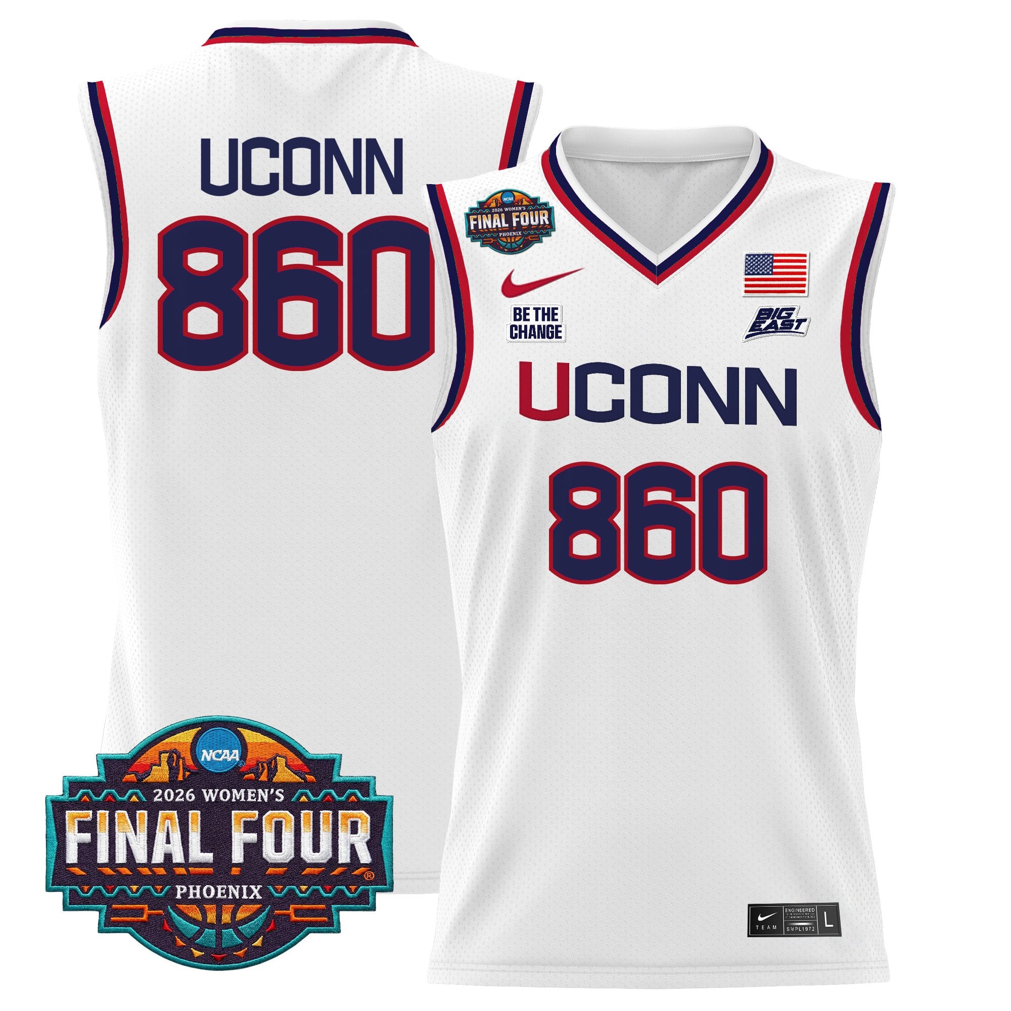 Men's Size - UConn Huskies 2026 Women's Tournament Final Four Basketball Jersey - All Stitched