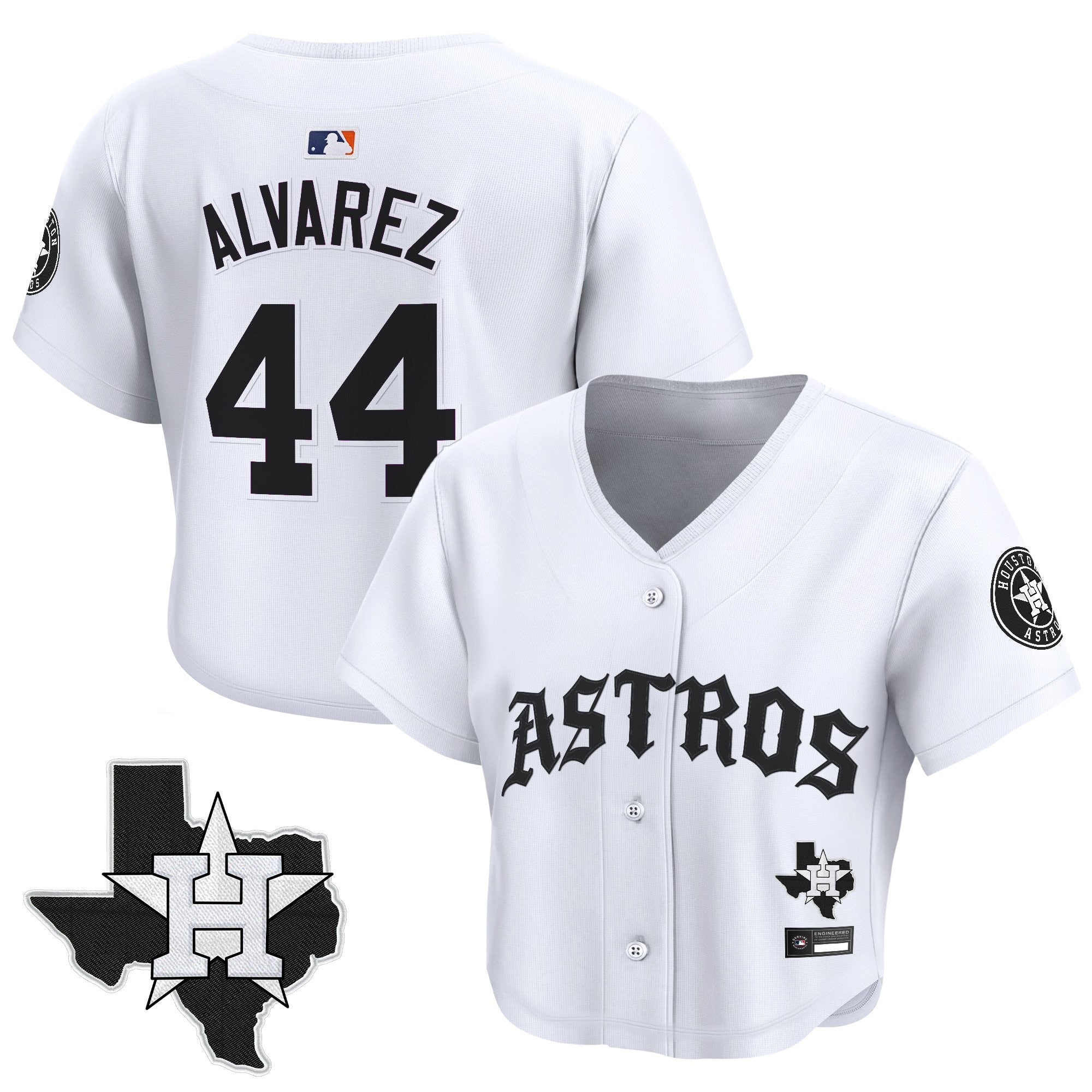 Women's Houston Astros 'Old English Edition' Crop Top Baseball Jersey - All Stitched