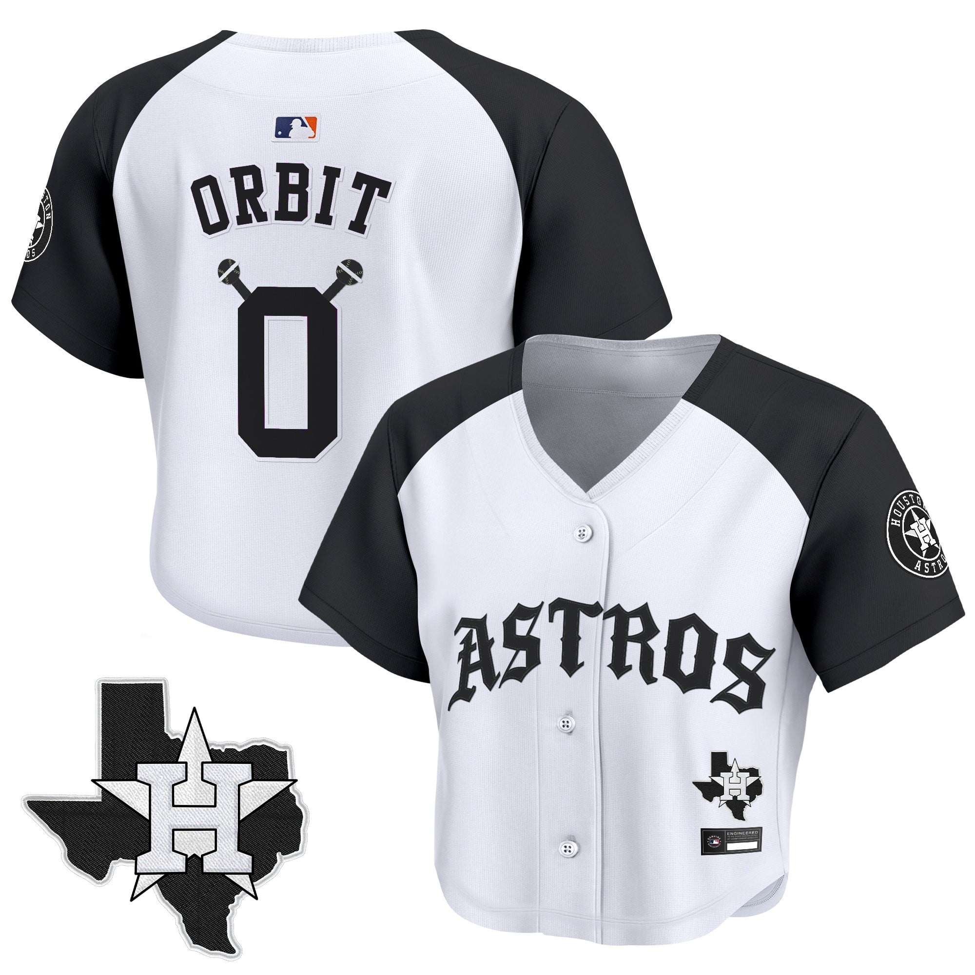 Women's Houston Astros 'Old English Edition' Crop Top Baseball Jersey - All Stitched