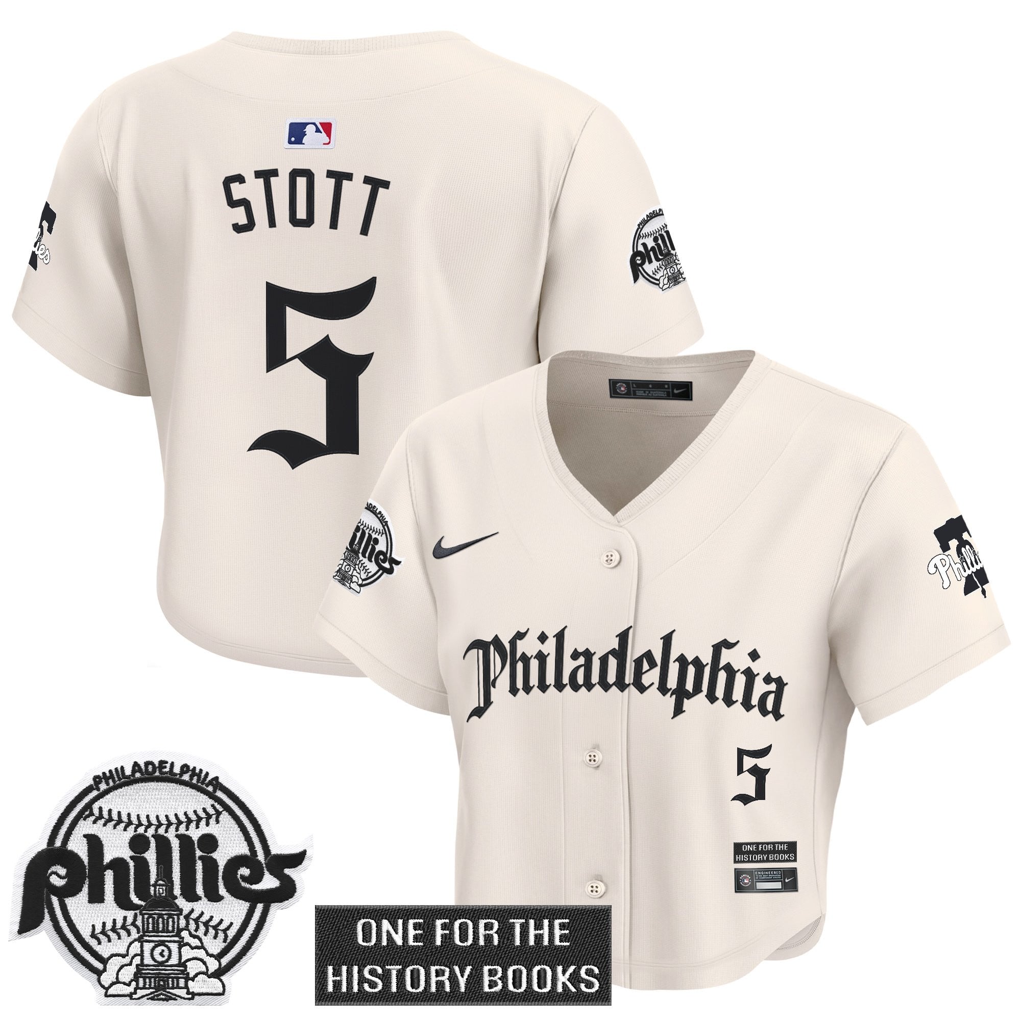 Women's Phillies 'Retro Newspaper Edition' Crop Top Baseball Jersey - All Stitched