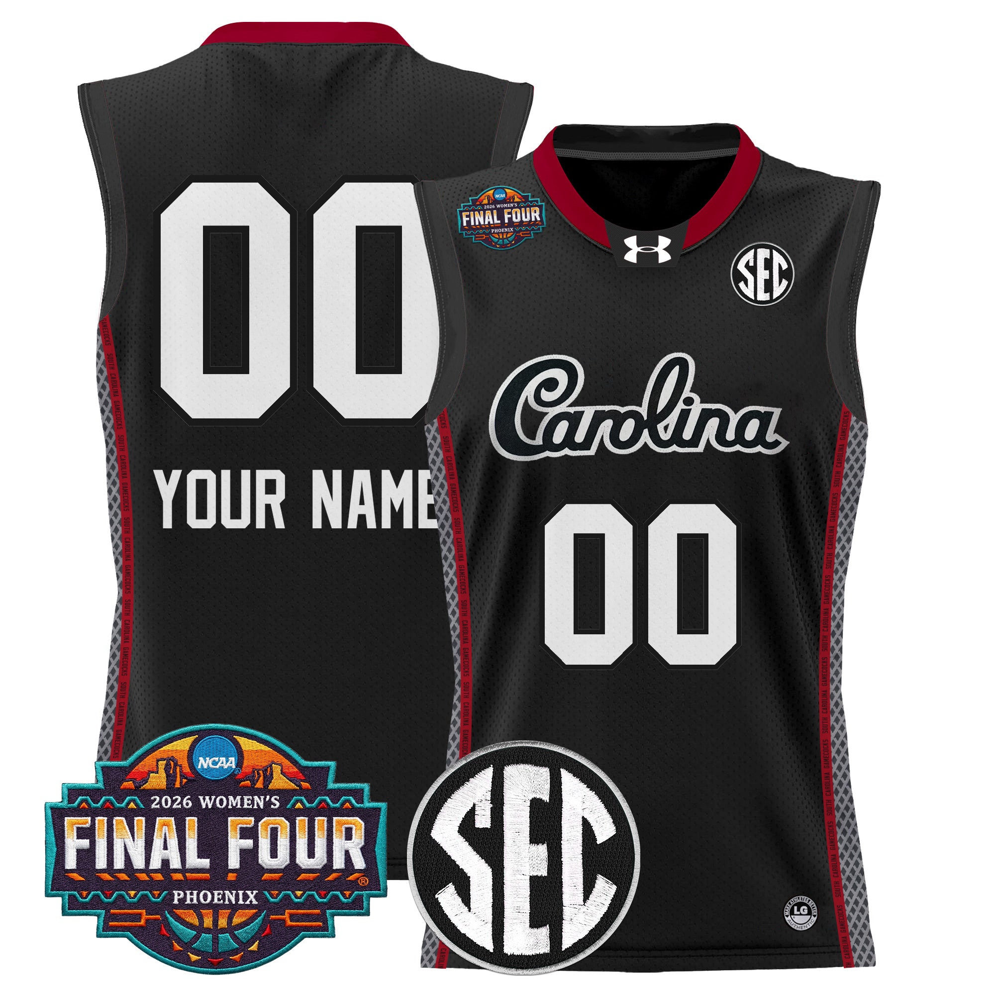 South Carolina Gamecocks 2026 Women's Tournament Final Four Custom Basketball Jersey - All Stitched