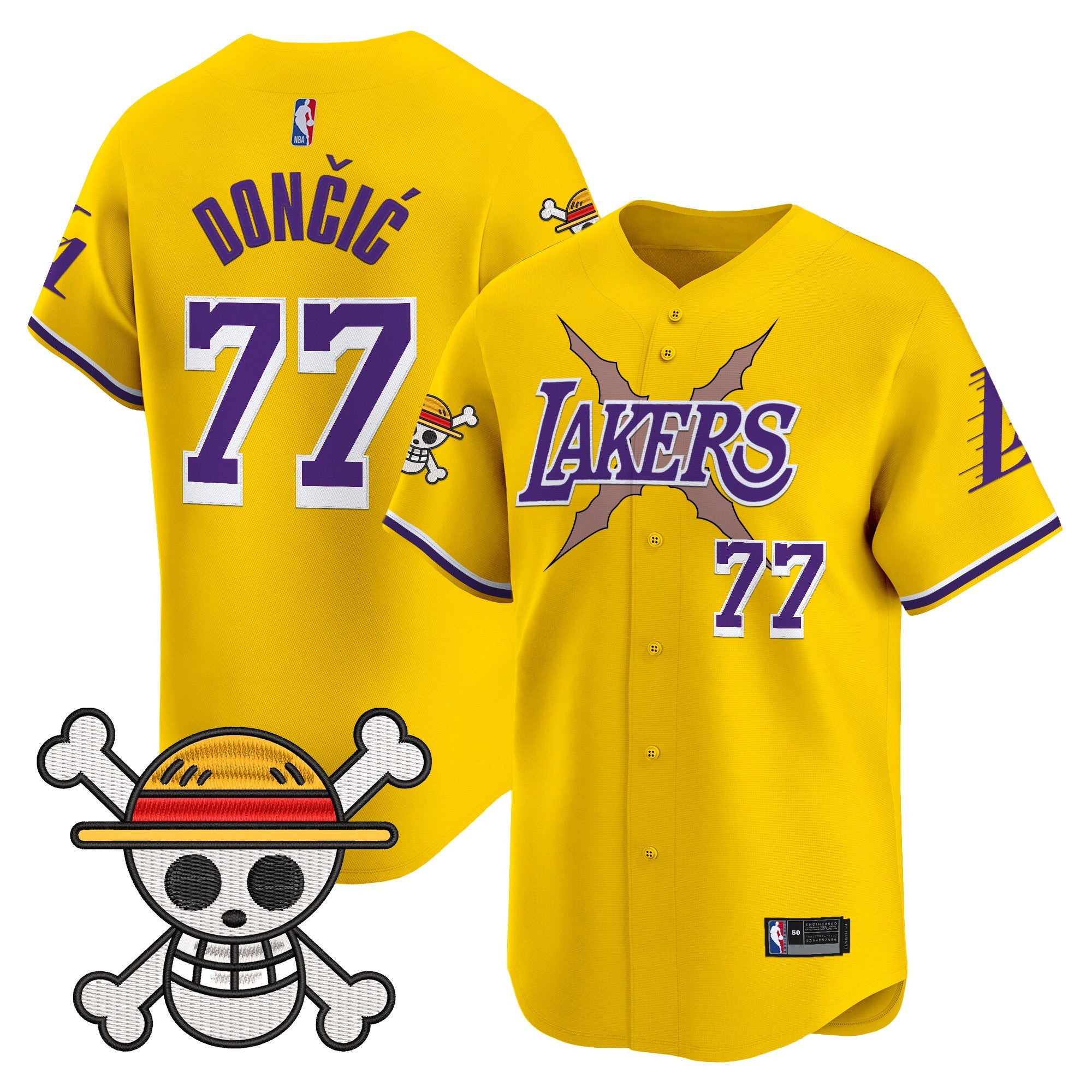 Men's Los Angeles Lakers x One Piece Vapor Baseball Jersey - Stitched