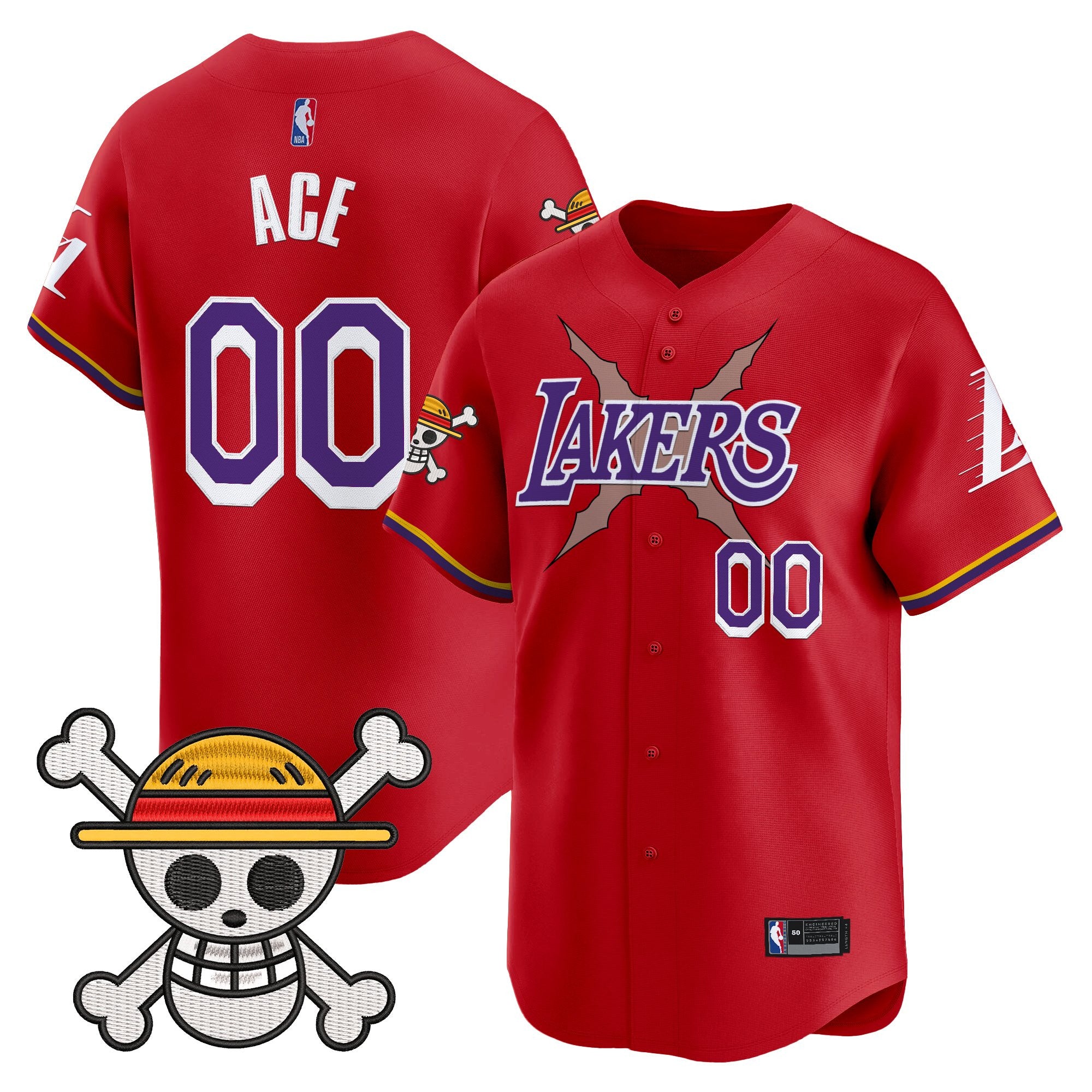 Men's Los Angeles Lakers x One Piece Vapor Baseball Jersey - Stitched