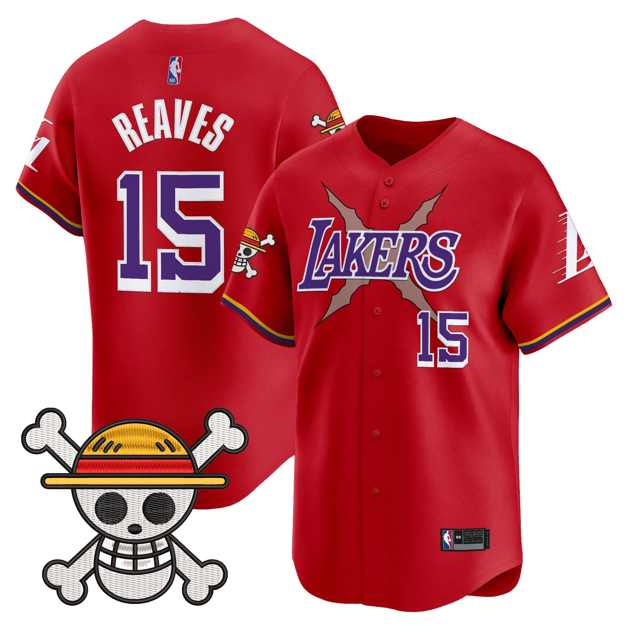 Men's Los Angeles Lakers x One Piece Vapor Baseball Jersey - Stitched