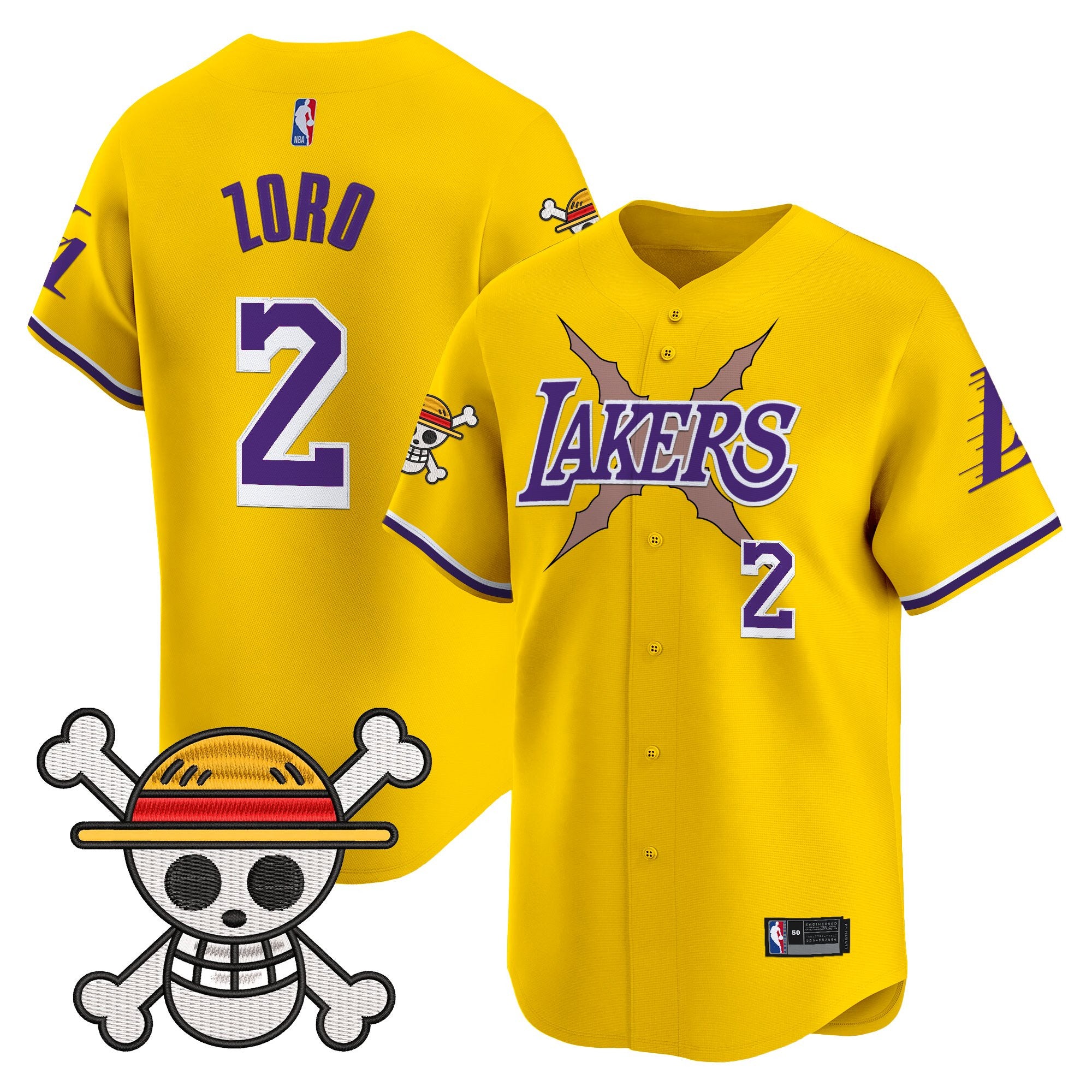 Men's Los Angeles Lakers x One Piece Vapor Baseball Jersey - Stitched