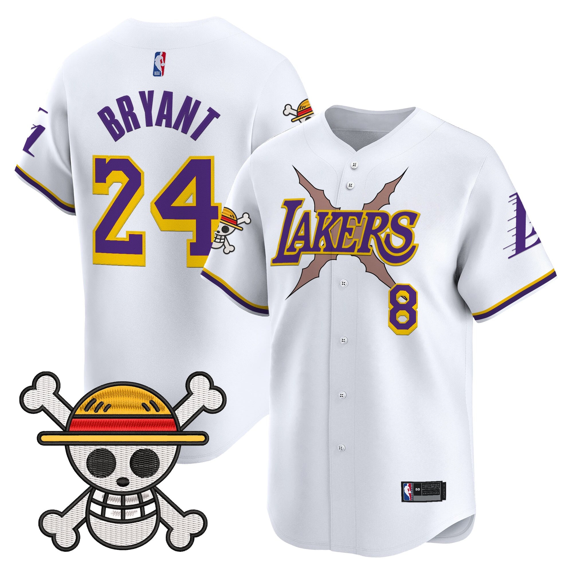 Men's Los Angeles Lakers x One Piece Vapor Baseball Jersey - Stitched