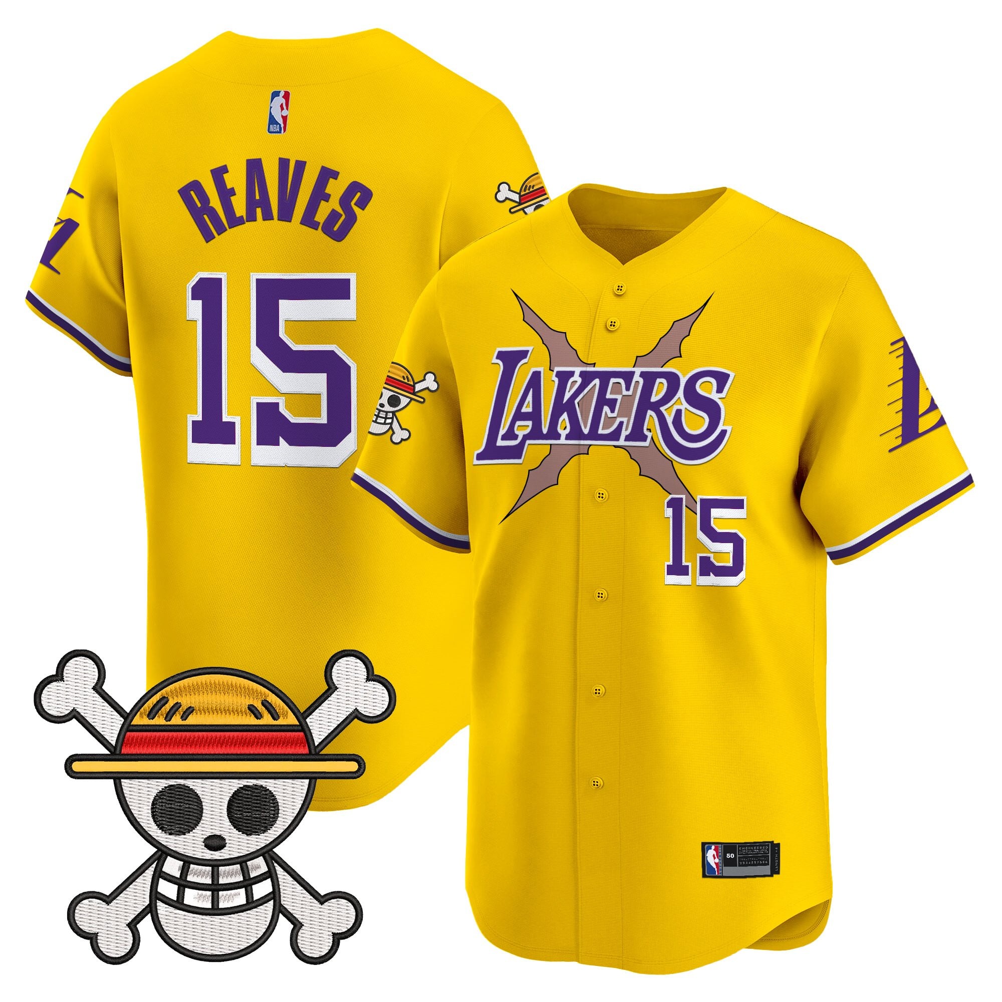 Men's Los Angeles Lakers x One Piece Vapor Baseball Jersey - Stitched