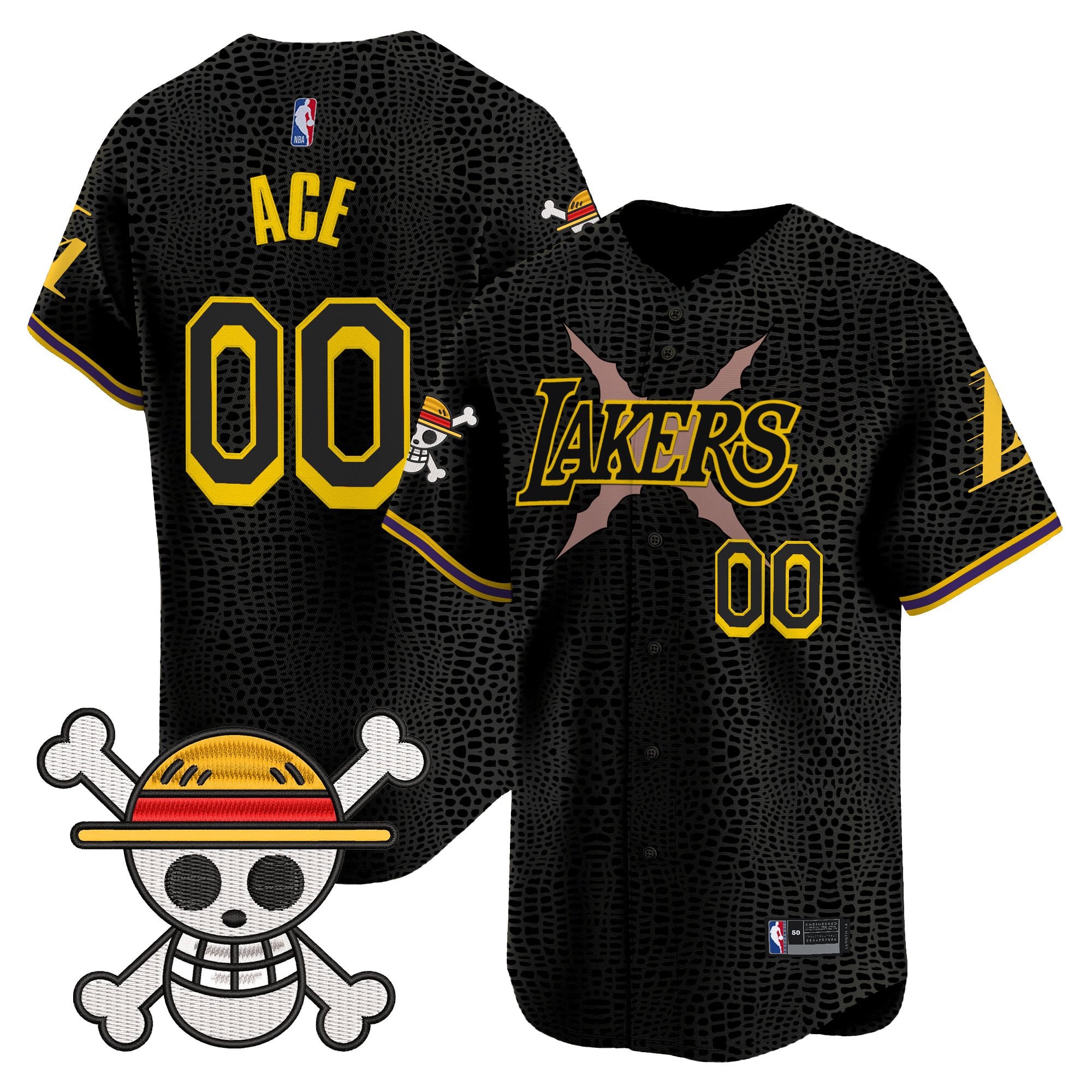 Men's Los Angeles Lakers x One Piece Vapor Baseball Jersey - Stitched