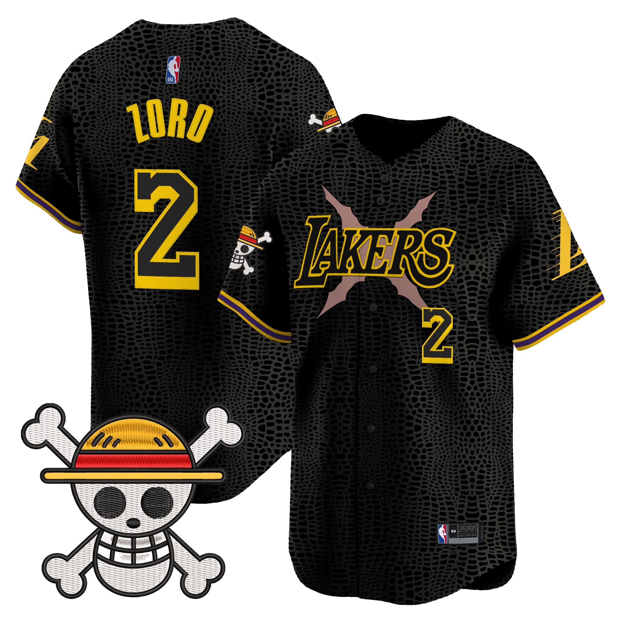 Men's Los Angeles Lakers x One Piece Vapor Baseball Jersey - Stitched