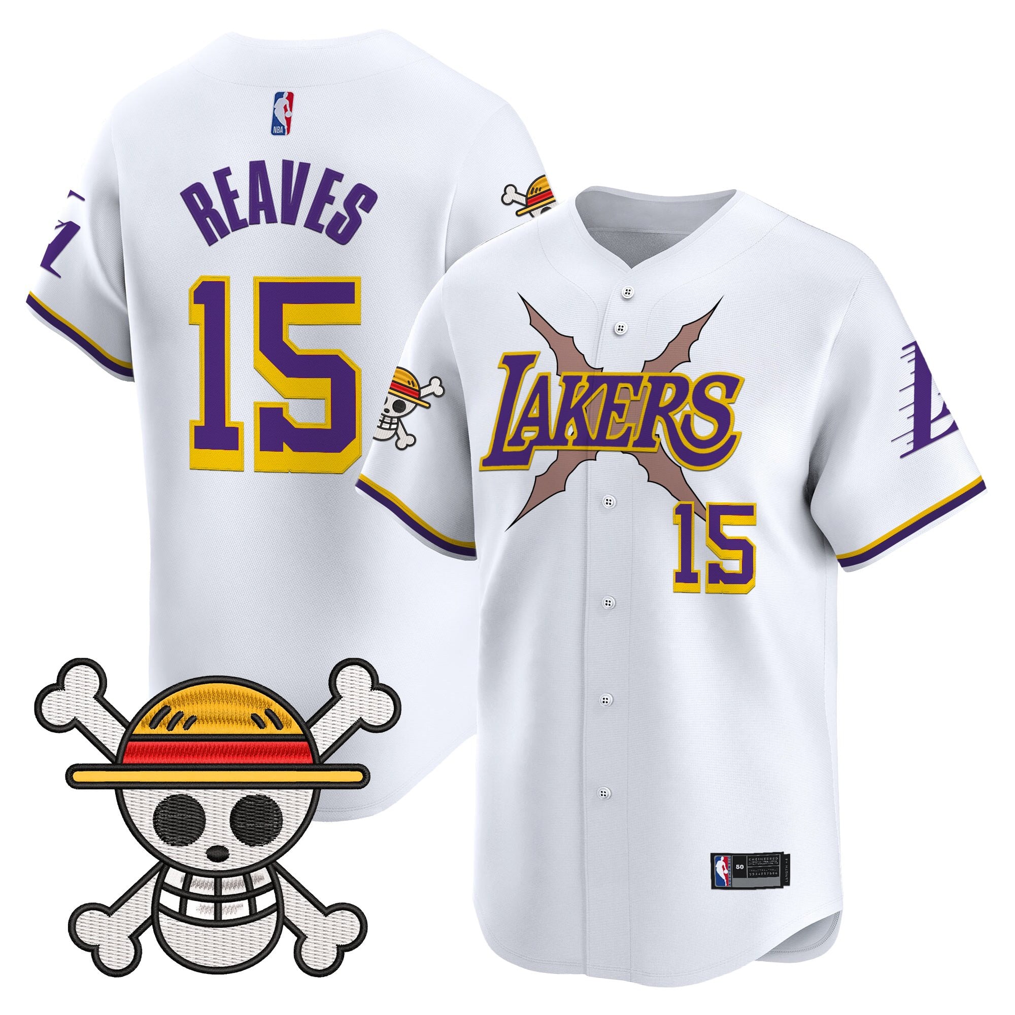 Men's Los Angeles Lakers x One Piece Vapor Baseball Jersey - Stitched