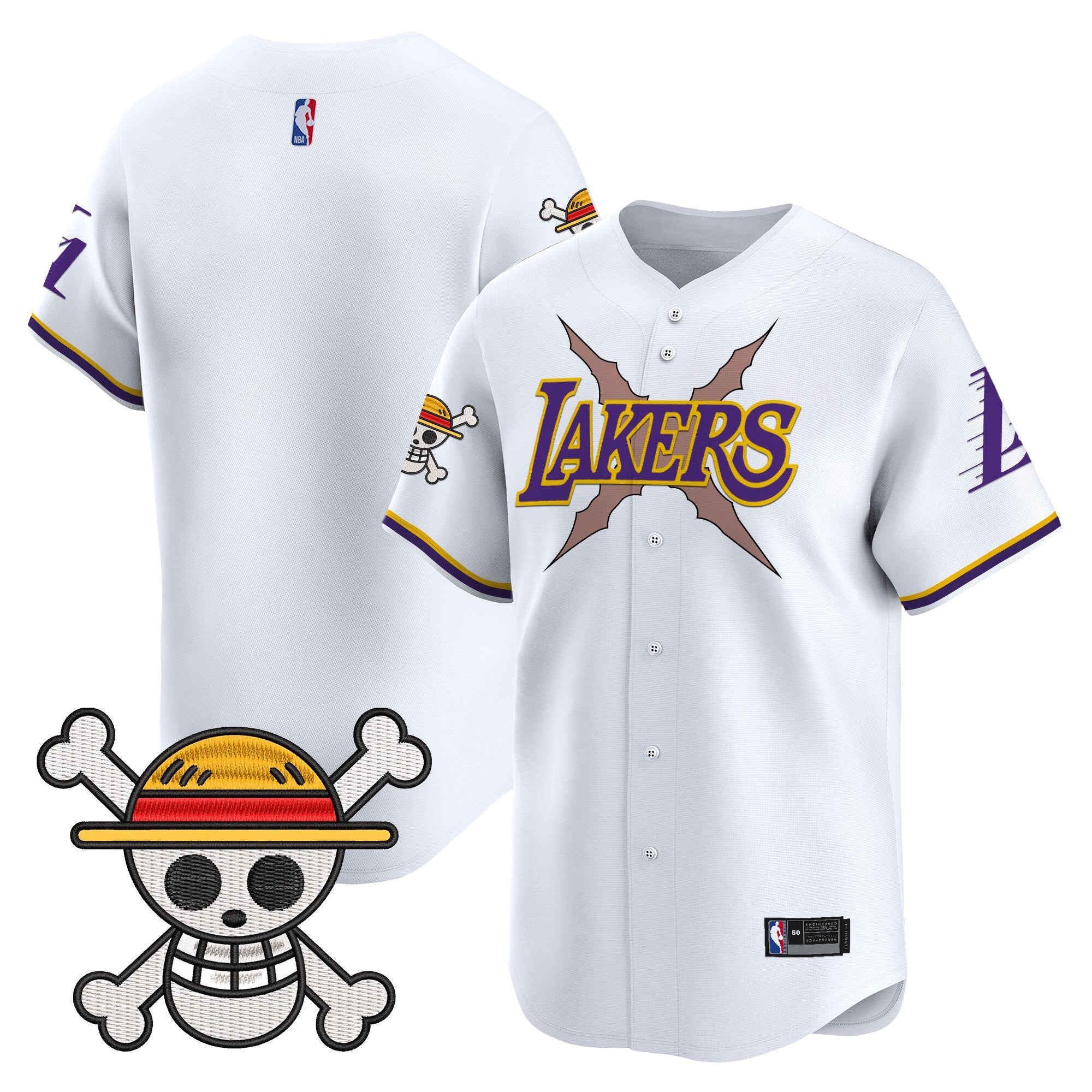 Men's Los Angeles Lakers x One Piece Vapor Baseball Jersey - Stitched