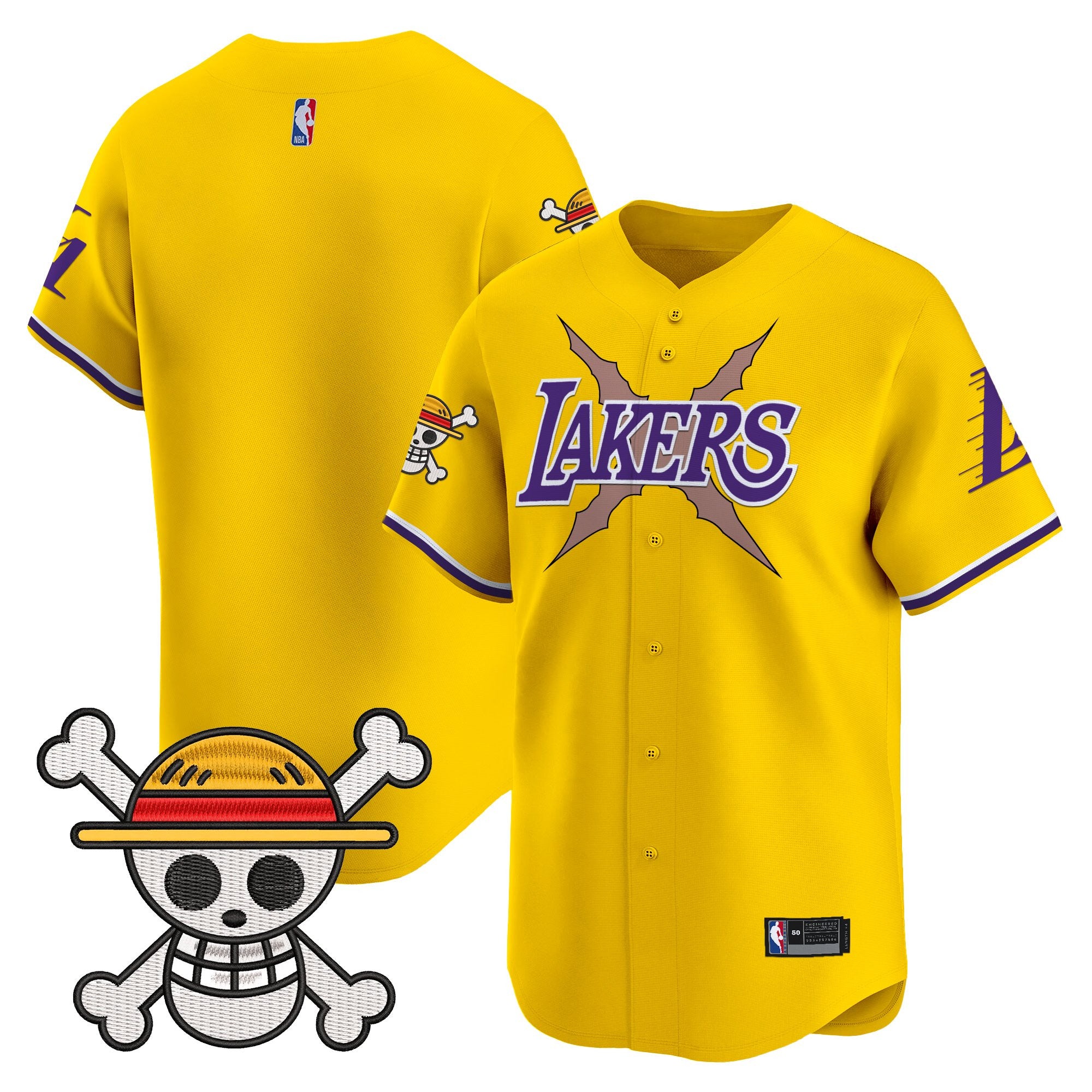 Men's Los Angeles Lakers x One Piece Vapor Baseball Jersey - Stitched
