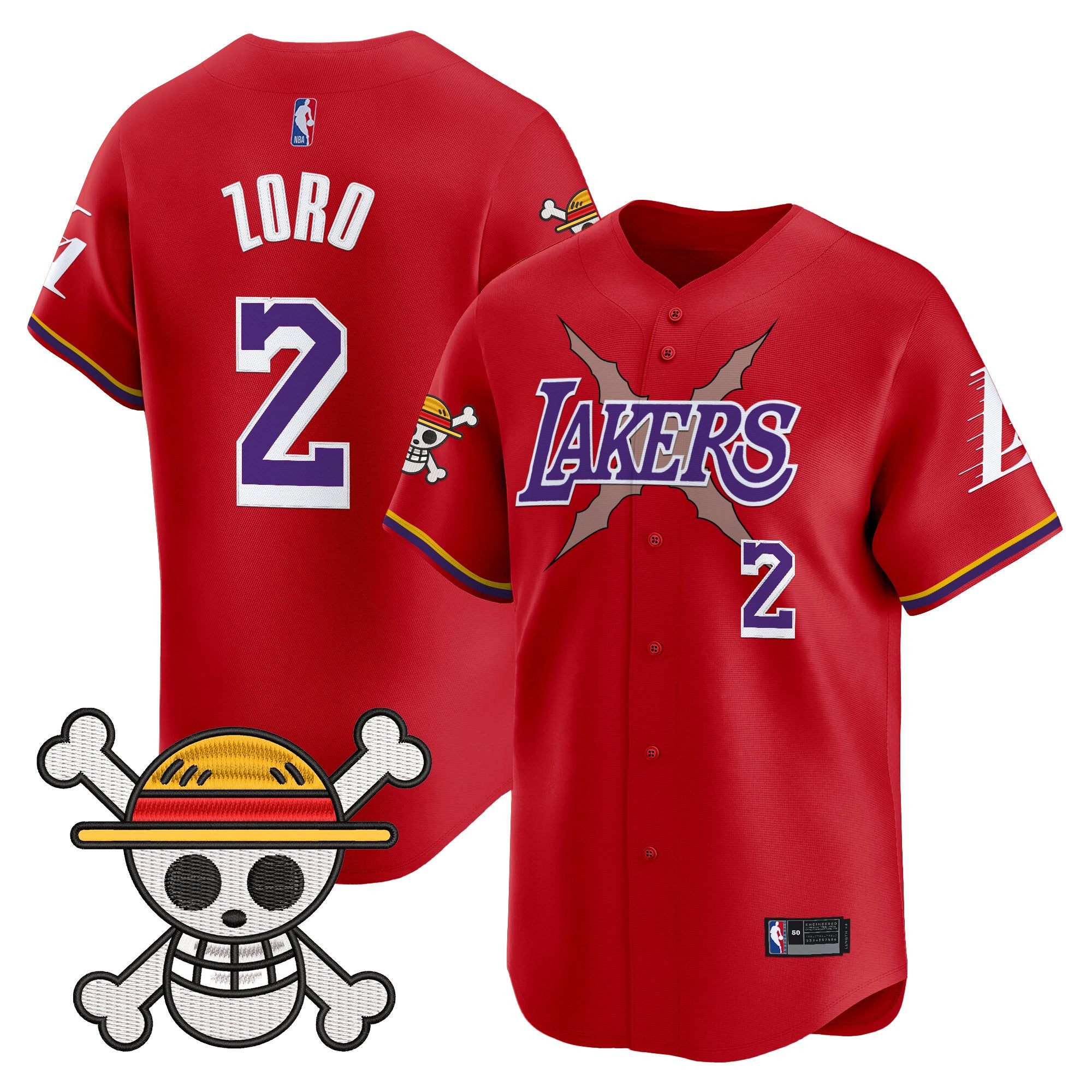 Men's Los Angeles Lakers x One Piece Vapor Baseball Jersey - Stitched