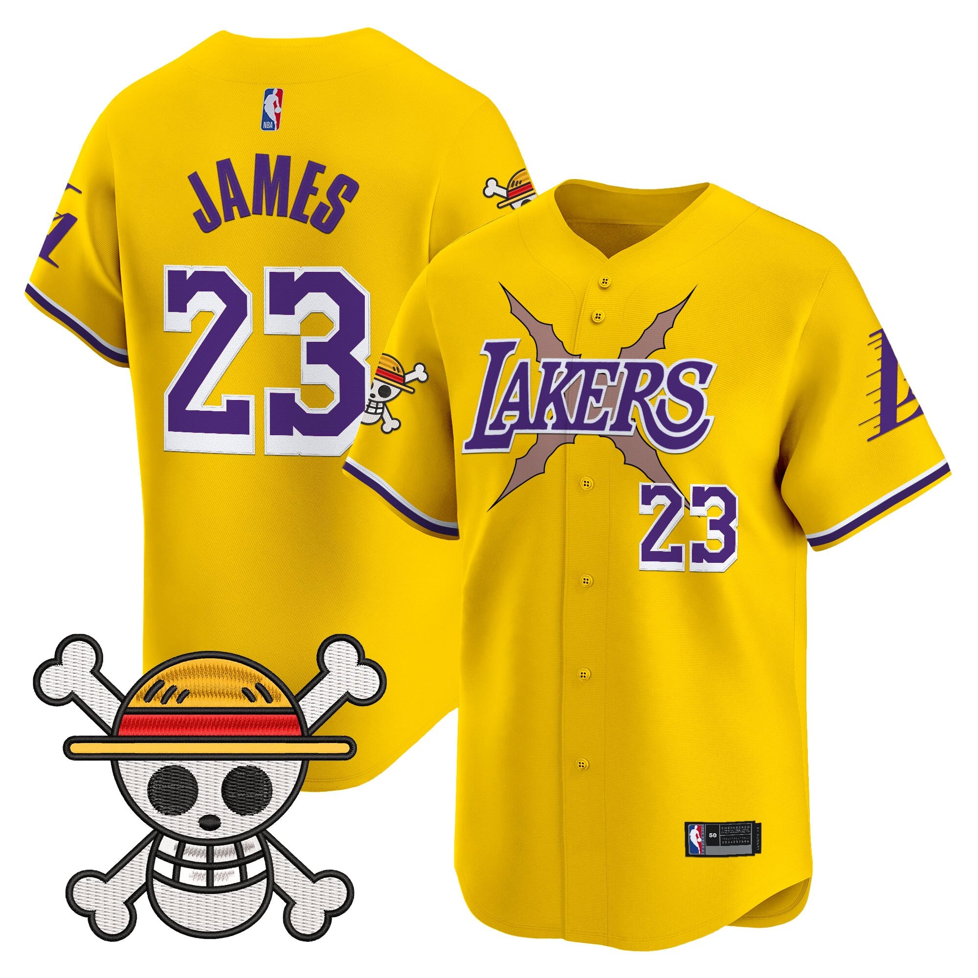Men's Los Angeles Lakers x One Piece Vapor Baseball Jersey - Stitched