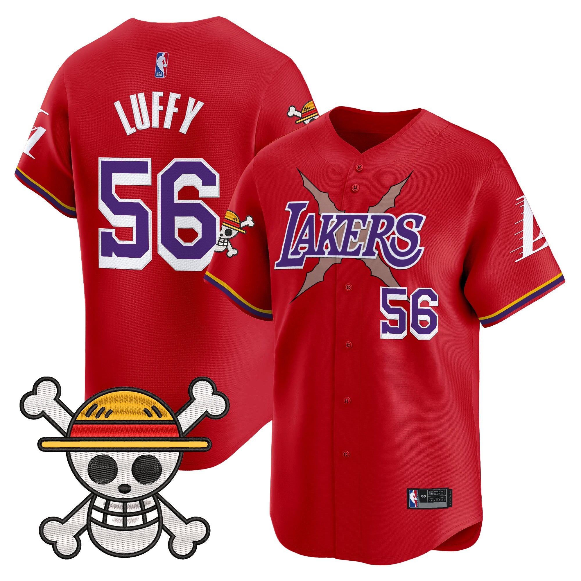 Men's Los Angeles Lakers x One Piece Vapor Baseball Jersey - Stitched