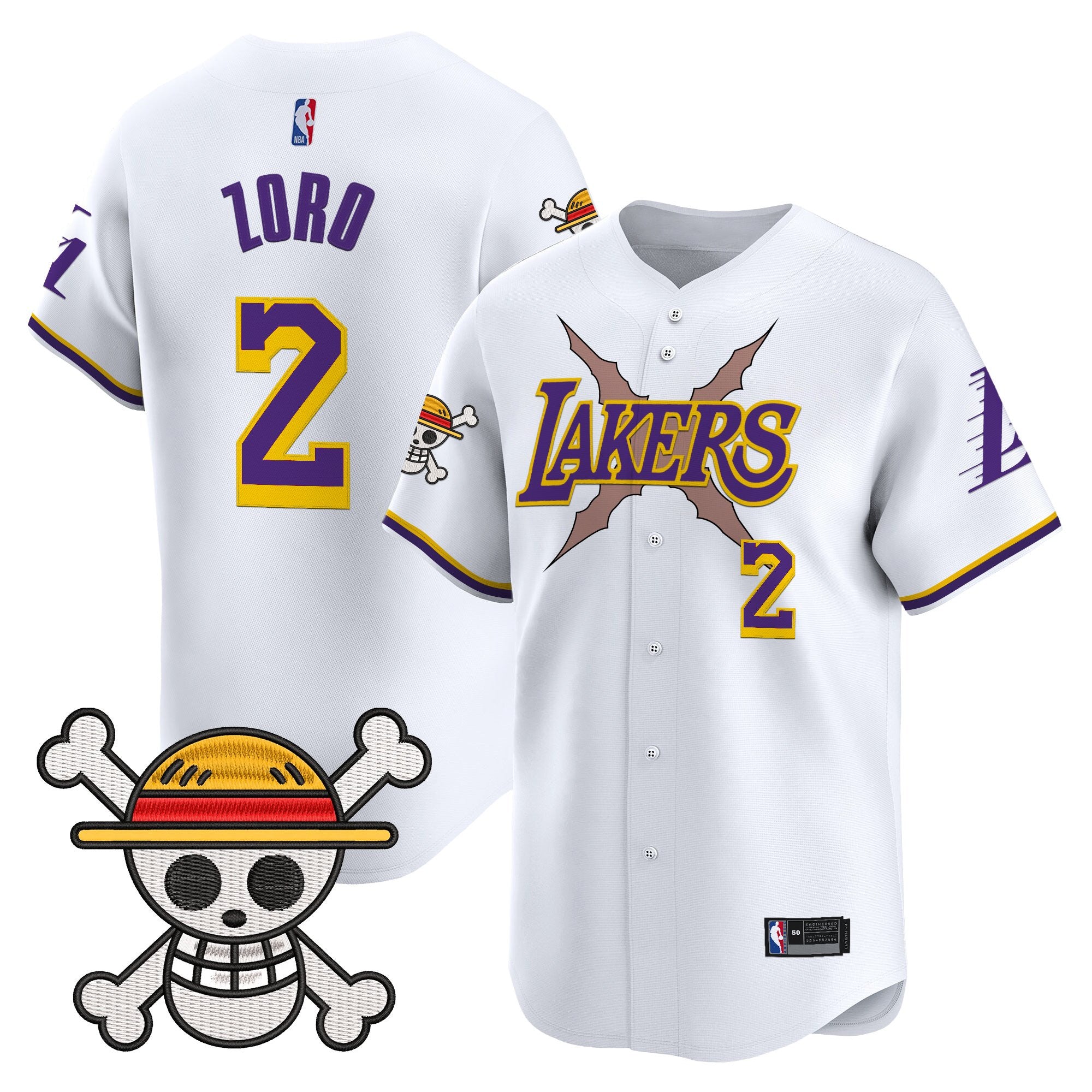 Men's Los Angeles Lakers x One Piece Vapor Baseball Jersey - Stitched