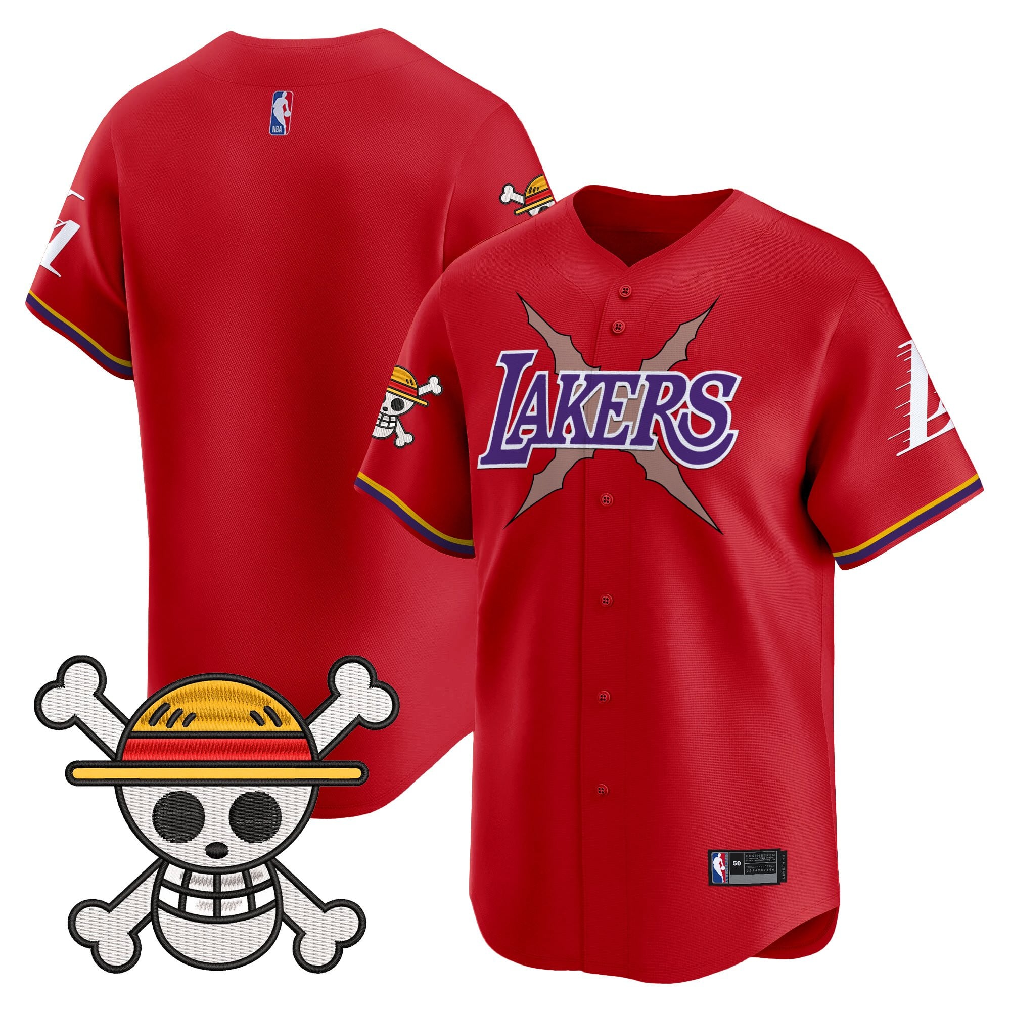 Men's Los Angeles Lakers x One Piece Vapor Baseball Jersey - Stitched