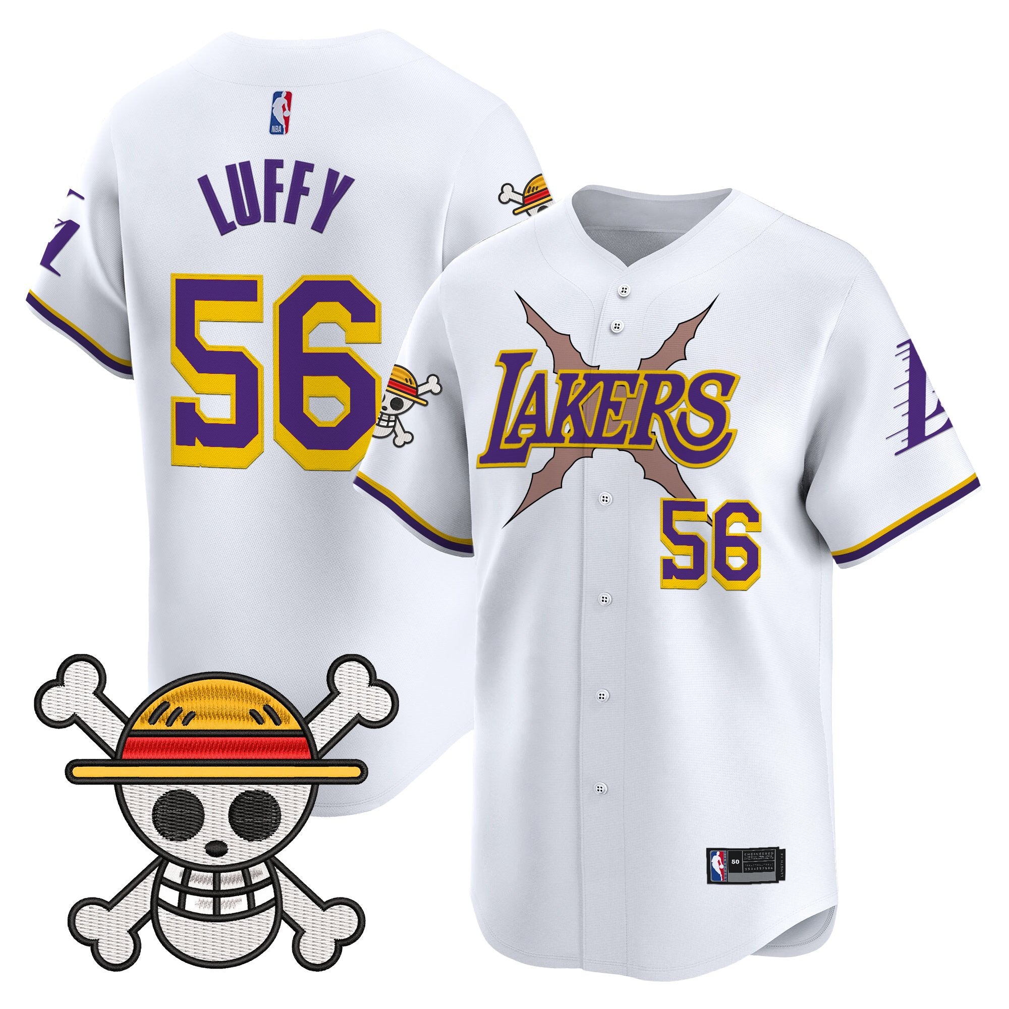 Men's Los Angeles Lakers x One Piece Vapor Baseball Jersey - Stitched
