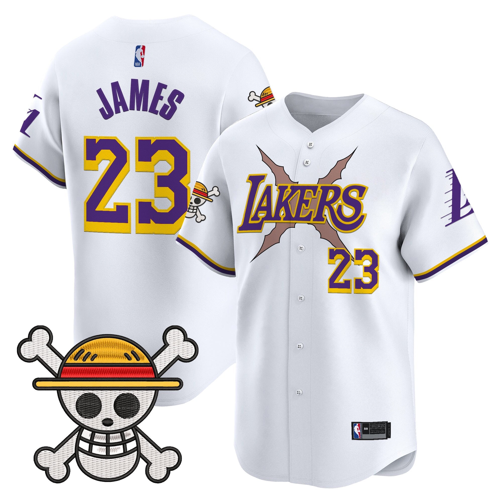 Men's Los Angeles Lakers x One Piece Vapor Baseball Jersey - Stitched