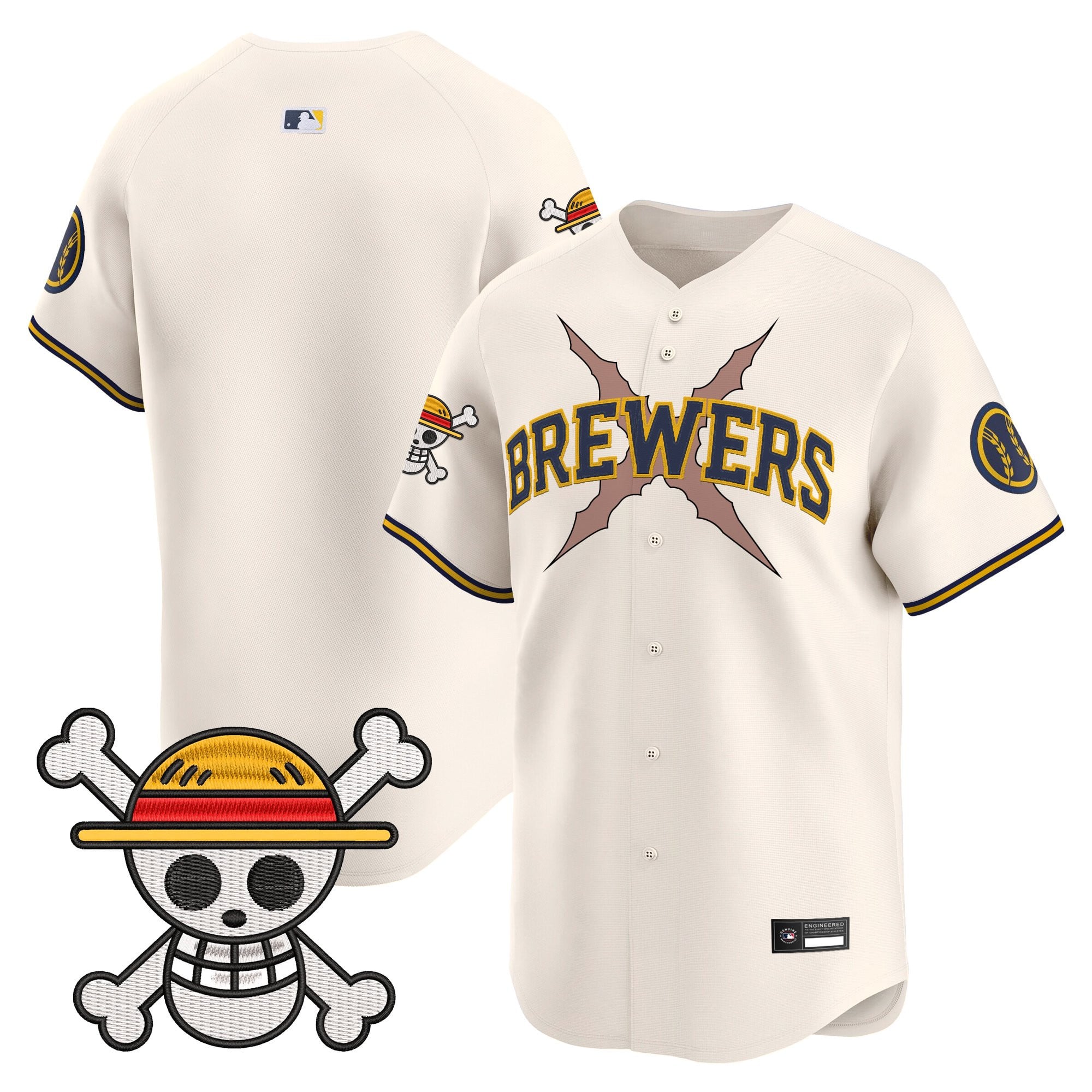 Men's Milwaukee Brewers x One Piece Vapor Premier Limited Jersey - Stitched