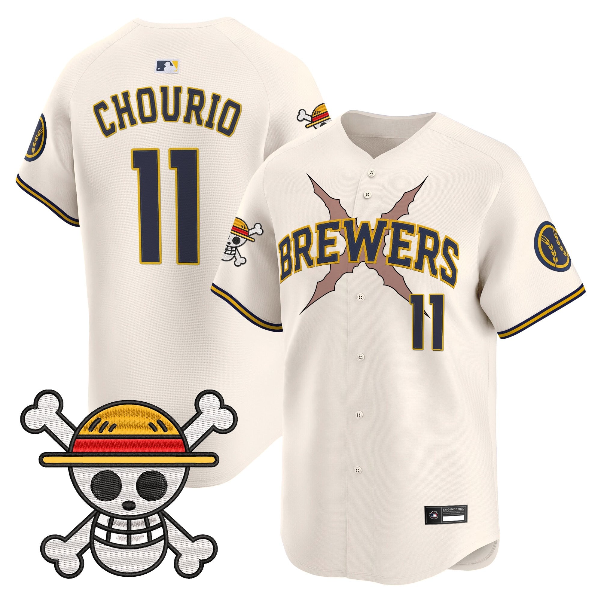 Men's Milwaukee Brewers x One Piece Vapor Premier Limited Jersey - Stitched
