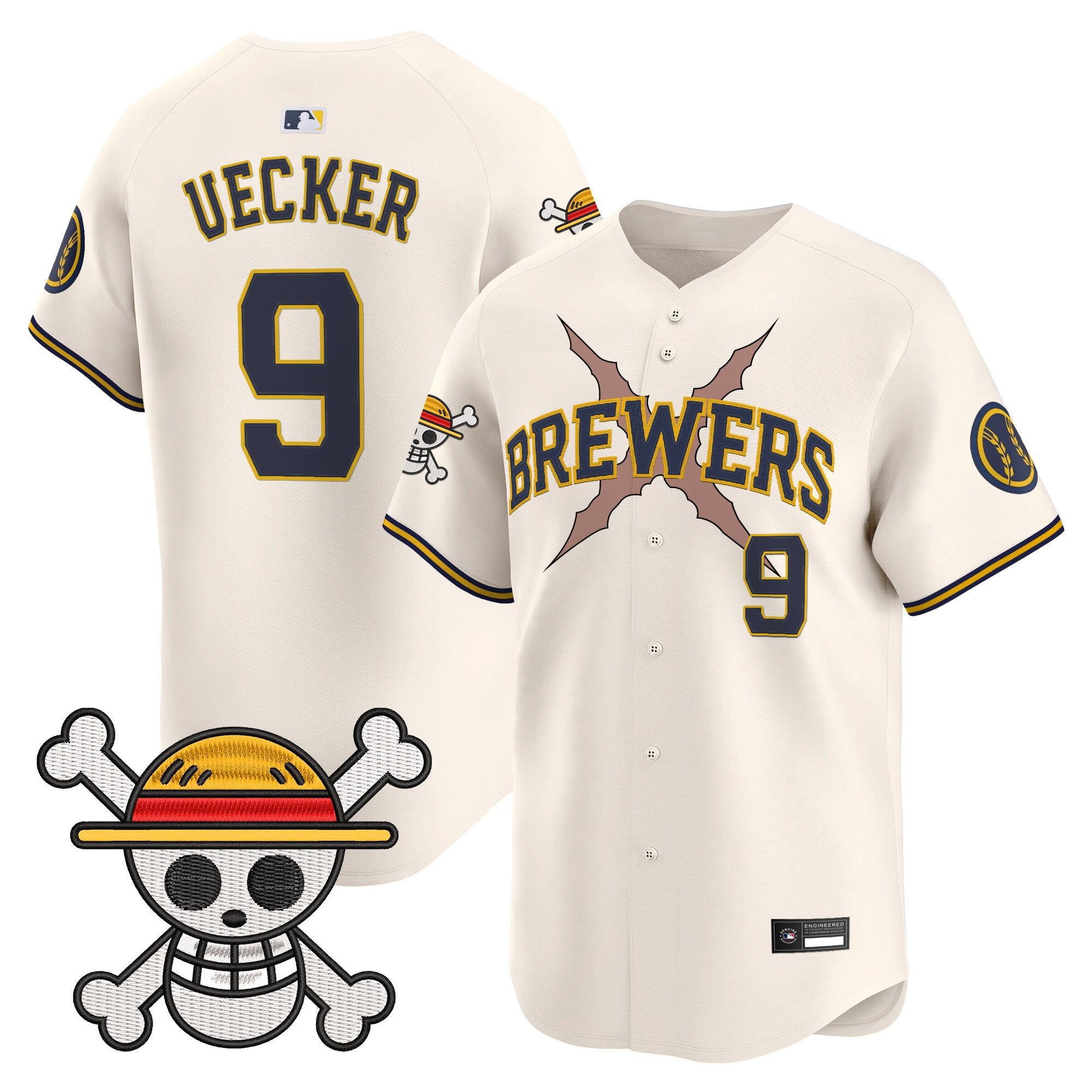 Men's Milwaukee Brewers x One Piece Vapor Premier Limited Jersey - Stitched