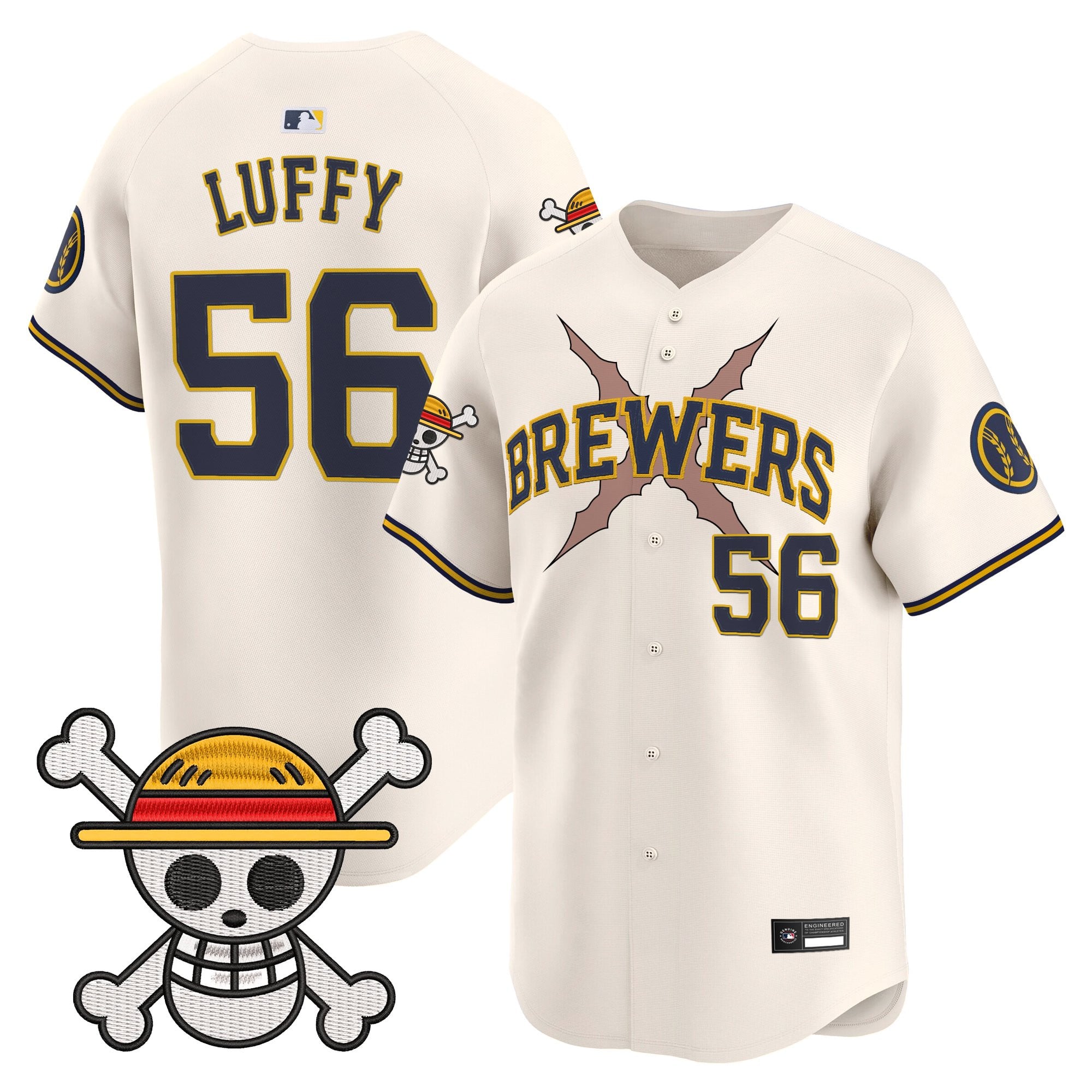 Men's Milwaukee Brewers x One Piece Vapor Premier Limited Jersey - Stitched