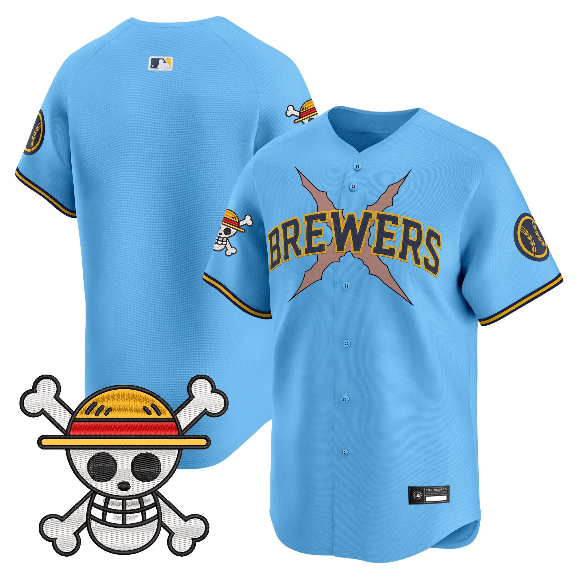 Men's Milwaukee Brewers x One Piece Vapor Premier Limited Jersey - Stitched