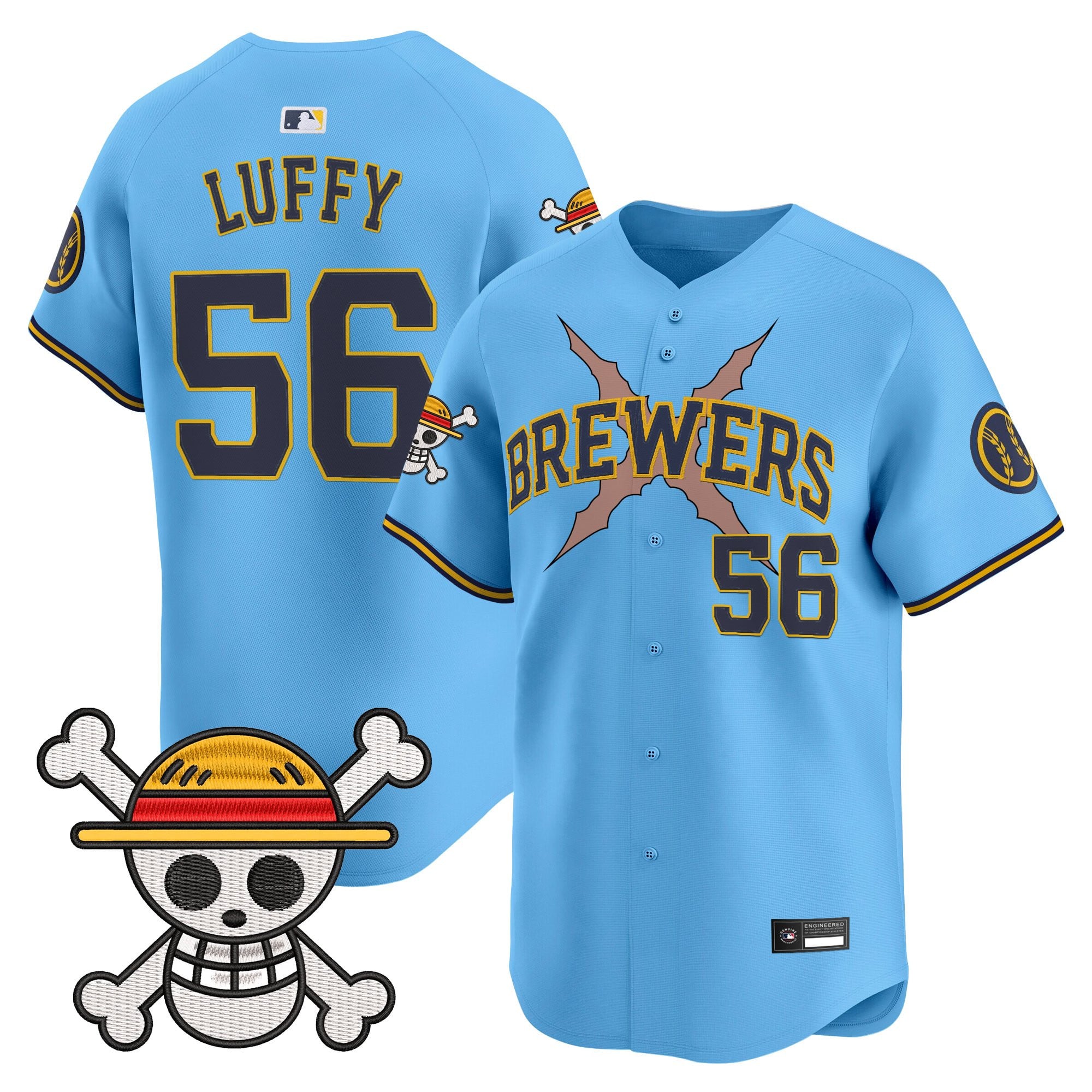 Men's Milwaukee Brewers x One Piece Vapor Premier Limited Jersey - Stitched