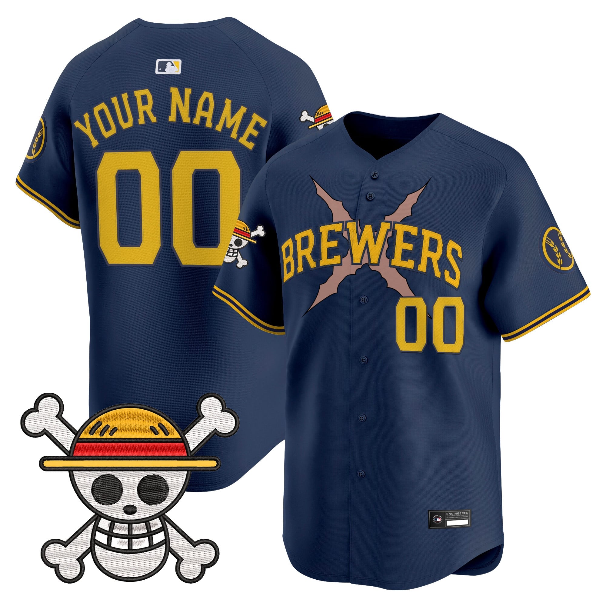 Milwaukee Brewers x One Piece Vapor Premier Limited Custom Jersey - Stitched