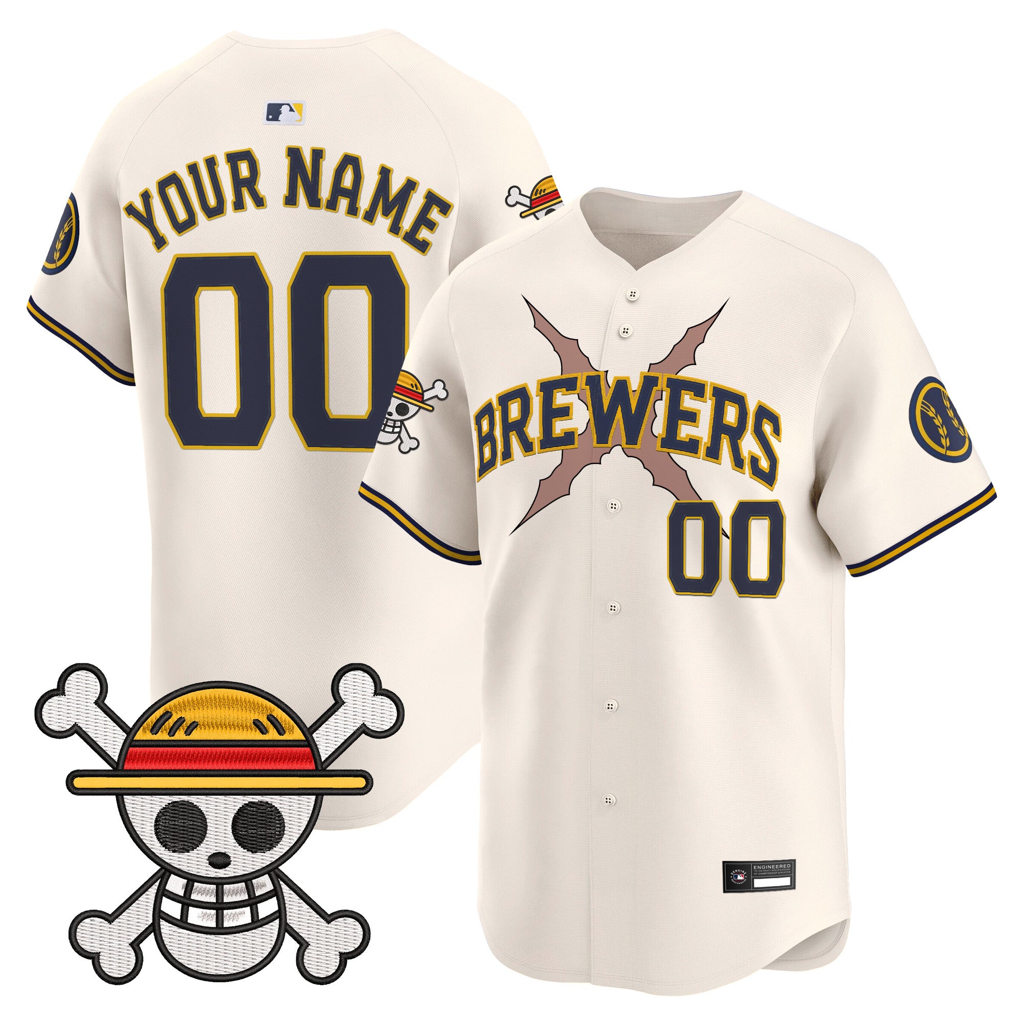 Milwaukee Brewers x One Piece Vapor Premier Limited Custom Jersey - Stitched