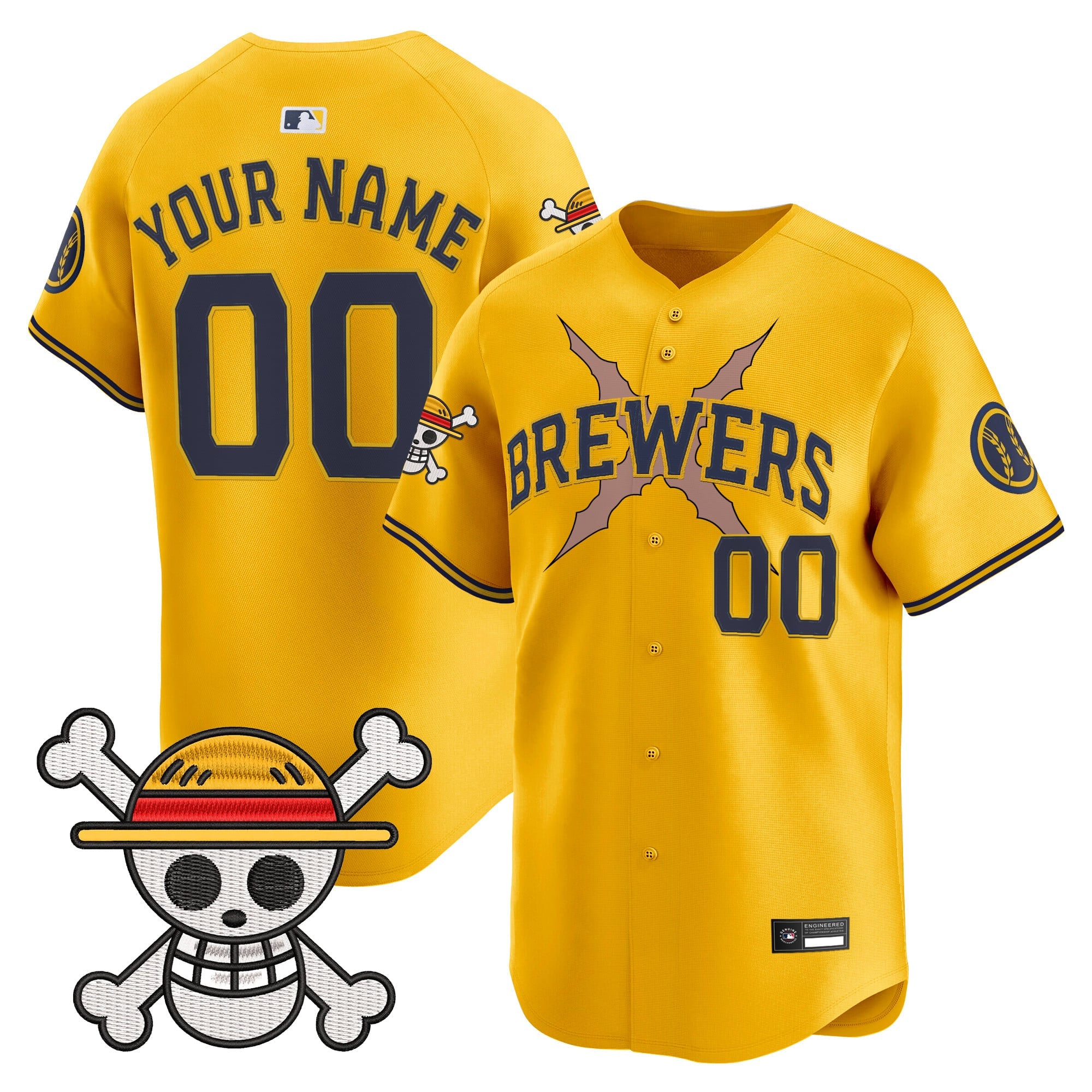 Milwaukee Brewers x One Piece Vapor Premier Limited Custom Jersey - Stitched