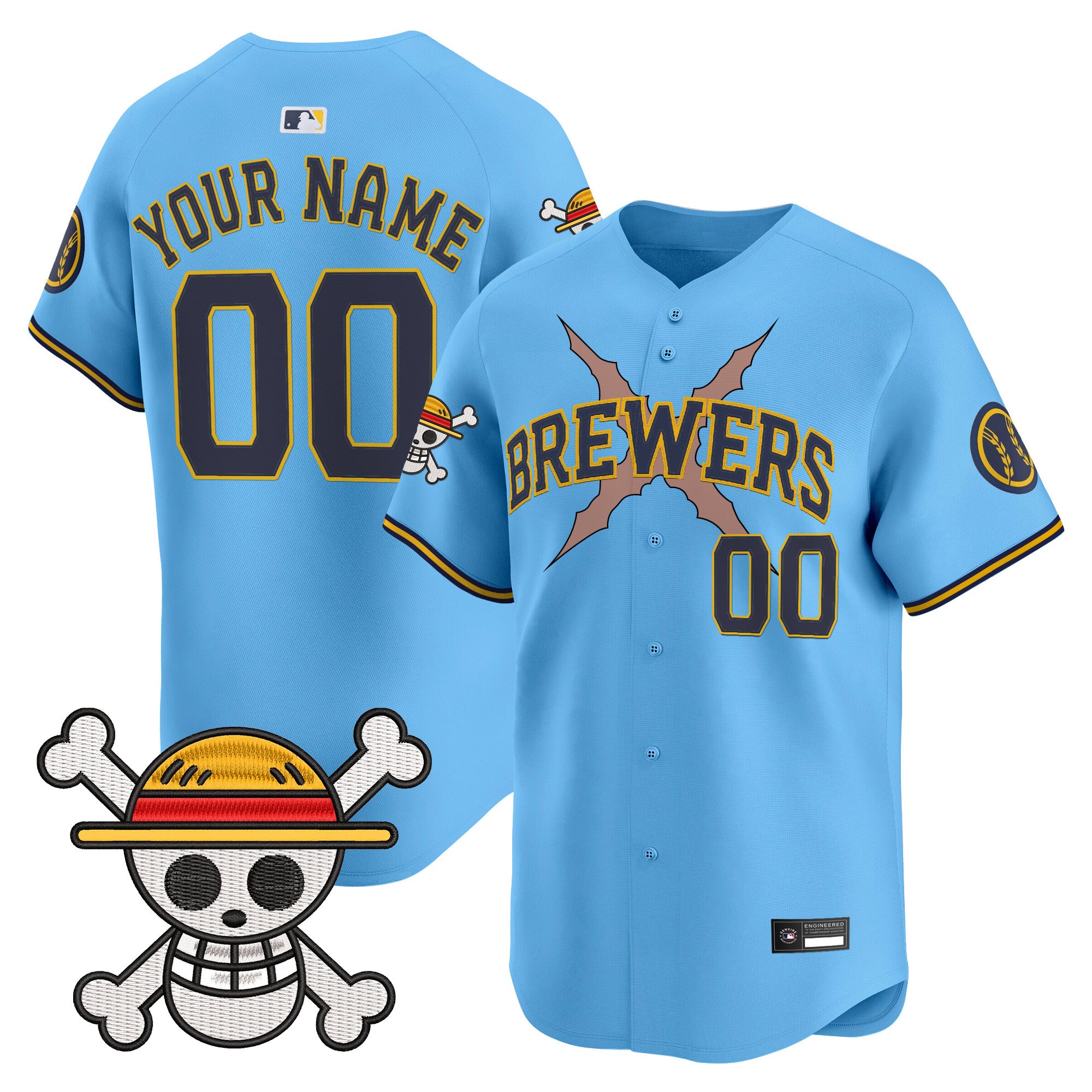 Milwaukee Brewers x One Piece Vapor Premier Limited Custom Jersey - Stitched