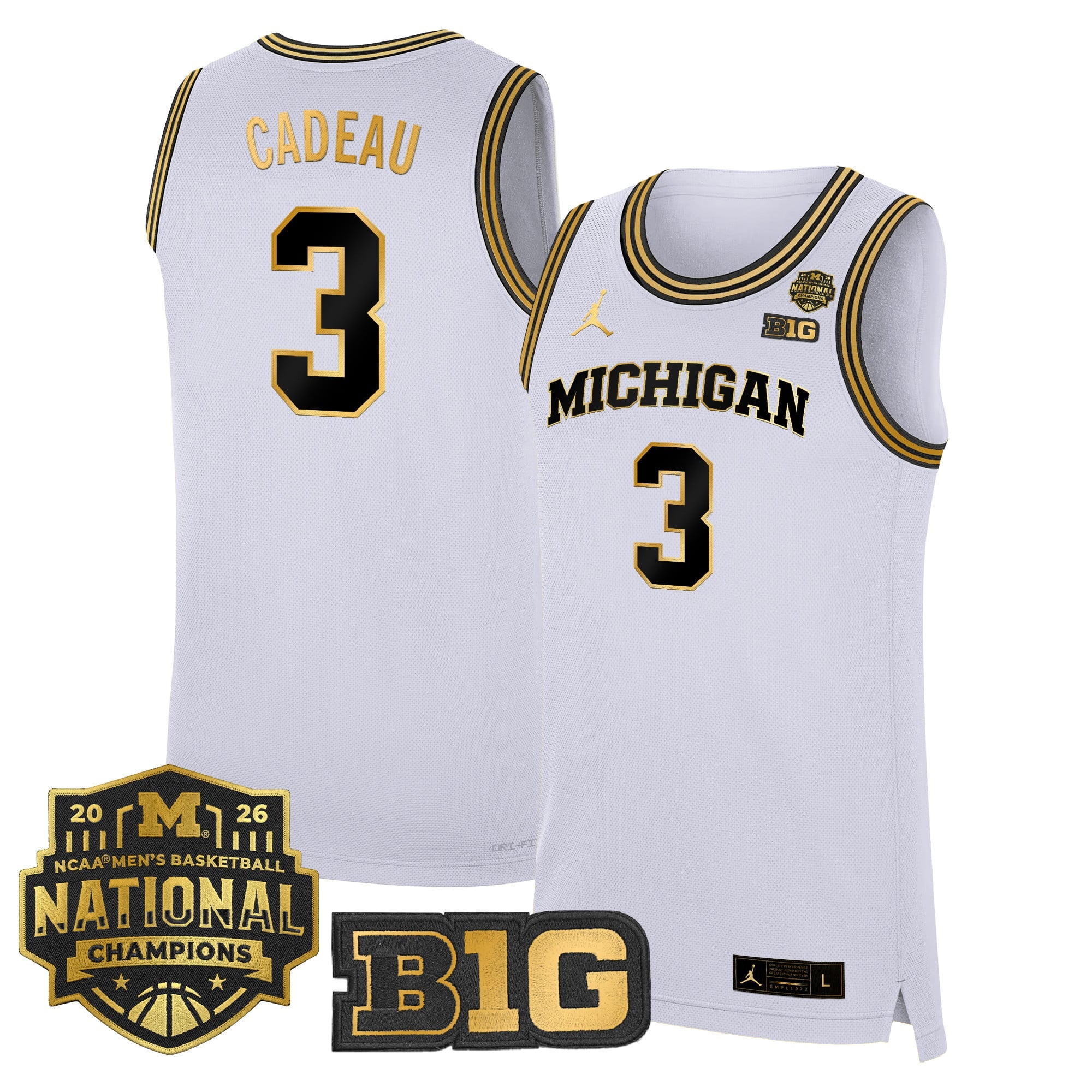 Men's Michigan Wolverines 2026 National Champions Patch Basketball Jersey - All Stitched