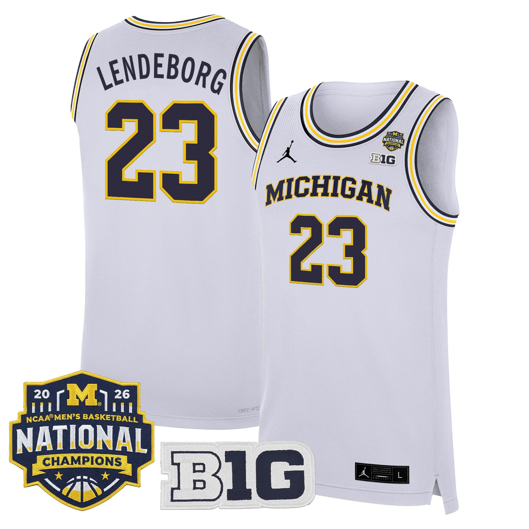 Men's Michigan Wolverines 2026 National Champions Patch Basketball Jersey - All Stitched