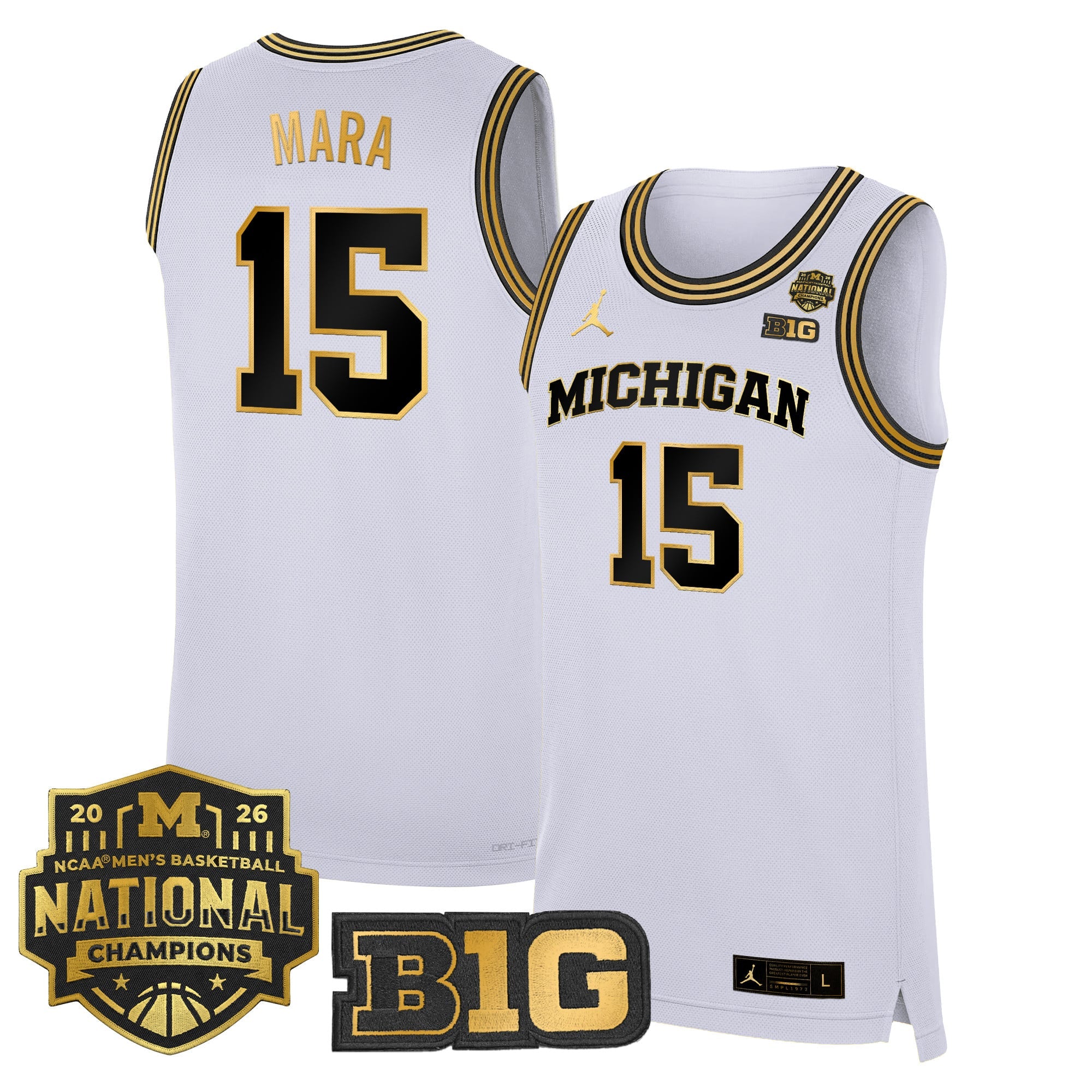 Men's Michigan Wolverines 2026 National Champions Patch Basketball Jersey - All Stitched