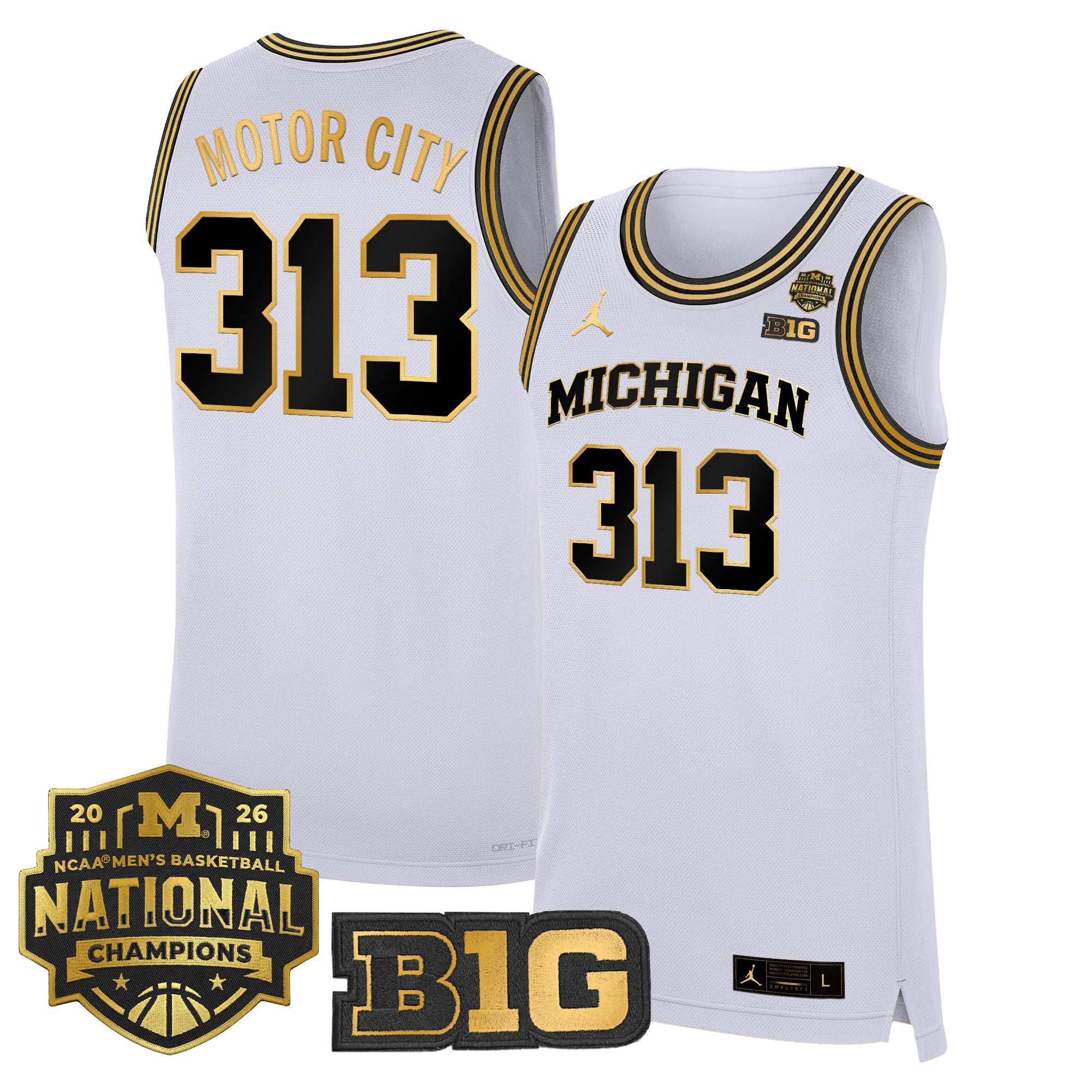 Men's Michigan Wolverines 2026 National Champions Patch Basketball Jersey - All Stitched