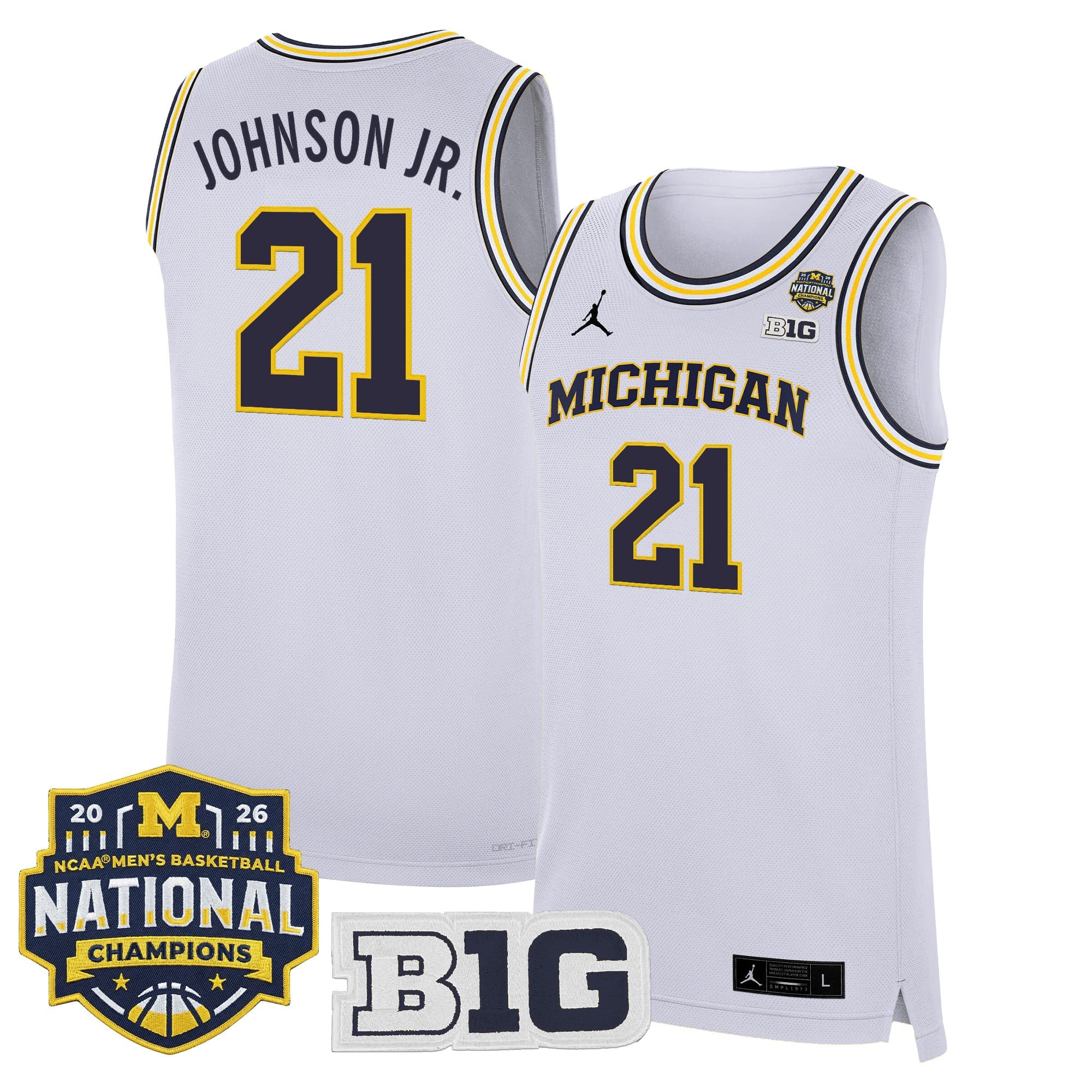 Men's Michigan Wolverines 2026 National Champions Patch Basketball Jersey - All Stitched