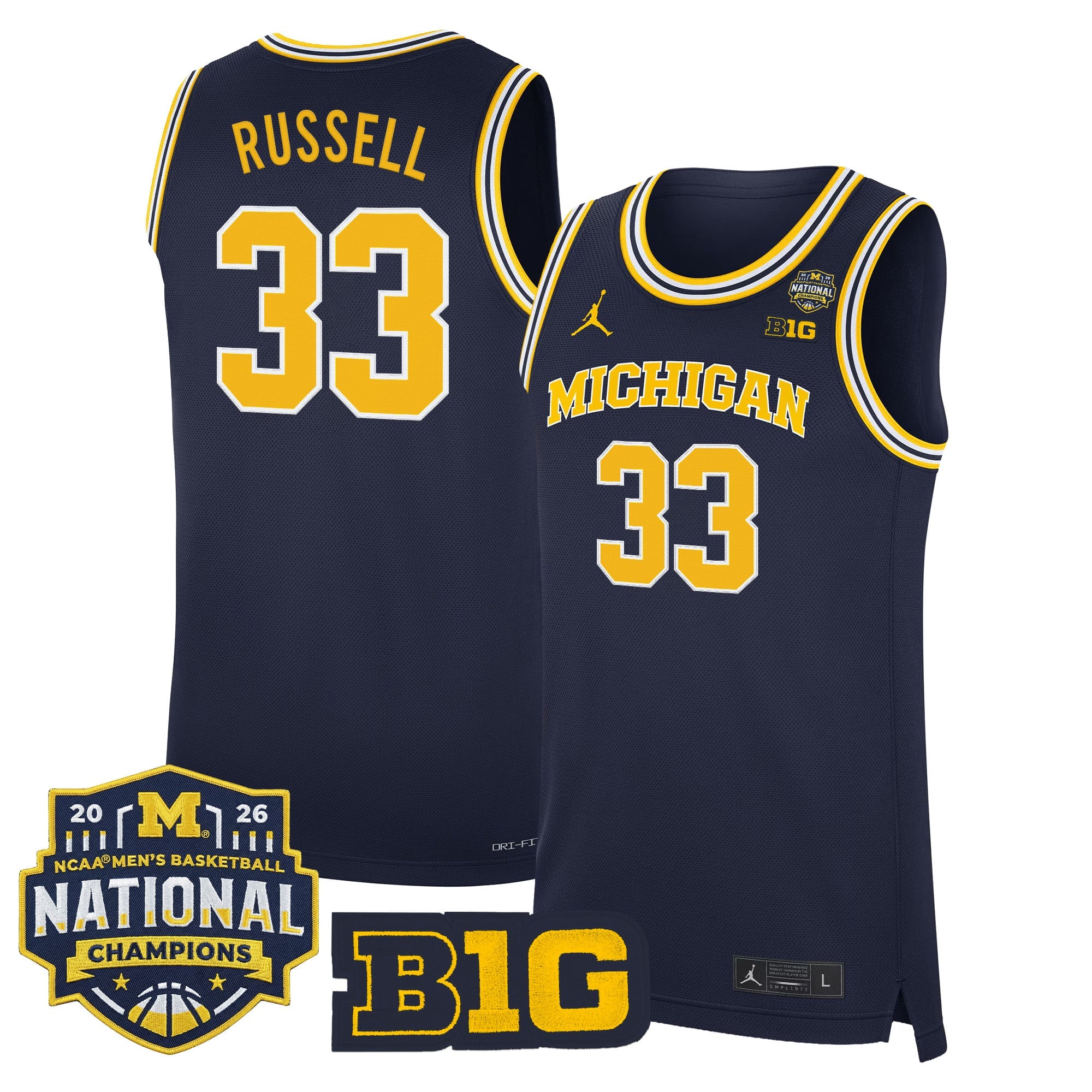 Men's Michigan Wolverines 2026 National Champions Patch Basketball Jersey - All Stitched