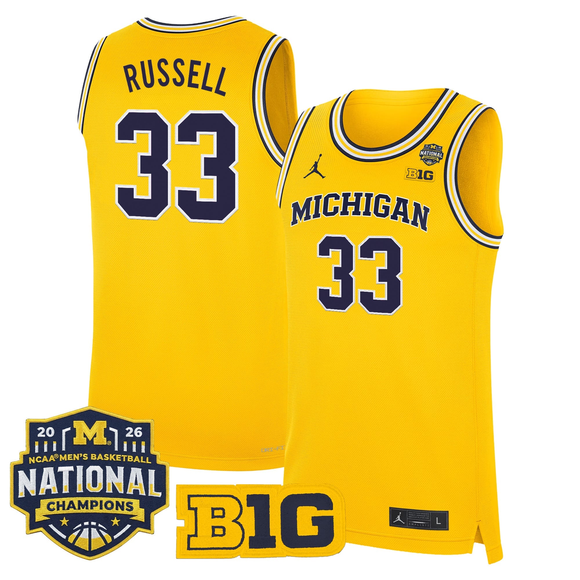 Men's Michigan Wolverines 2026 National Champions Patch Basketball Jersey - All Stitched