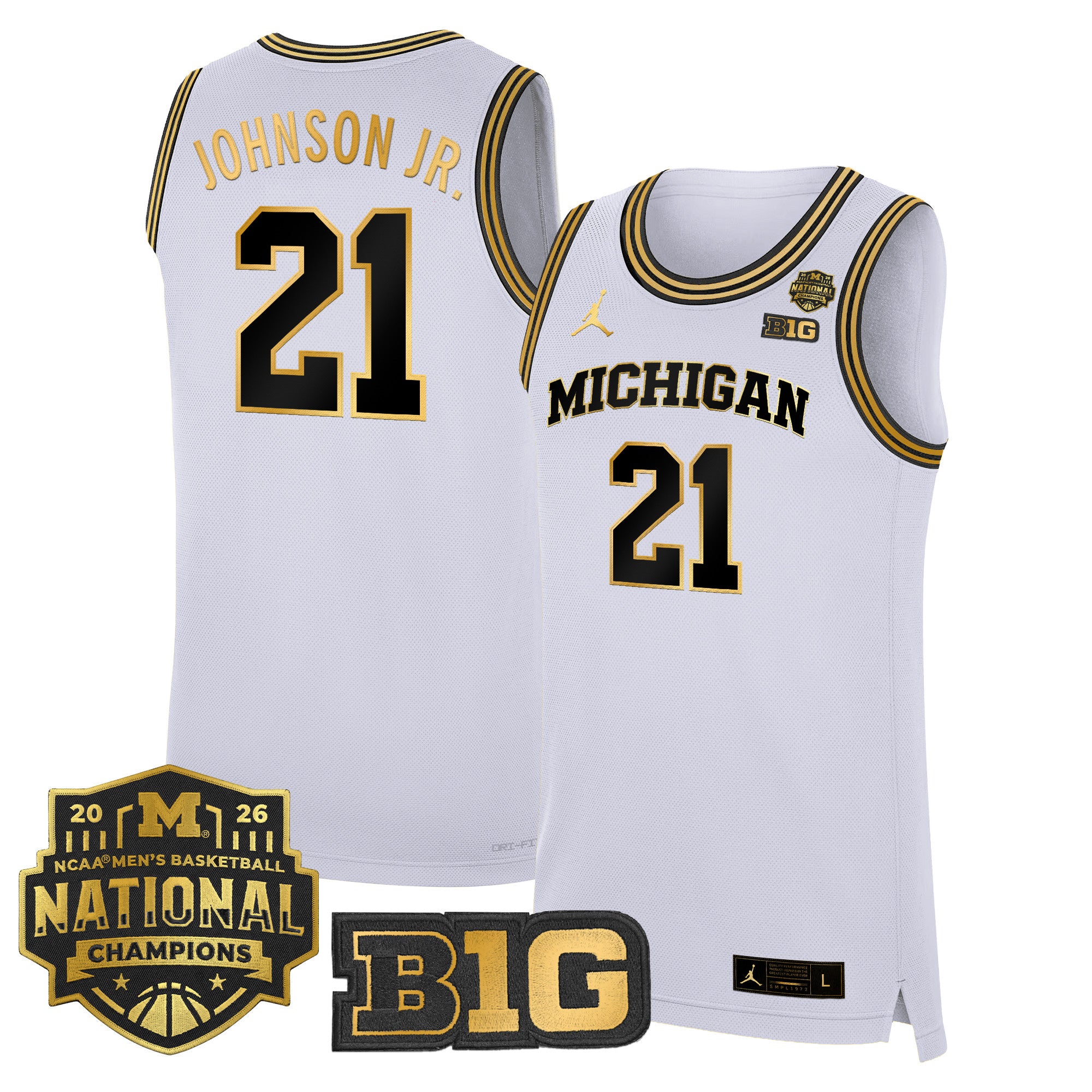 Men's Michigan Wolverines 2026 National Champions Patch Basketball Jersey - All Stitched