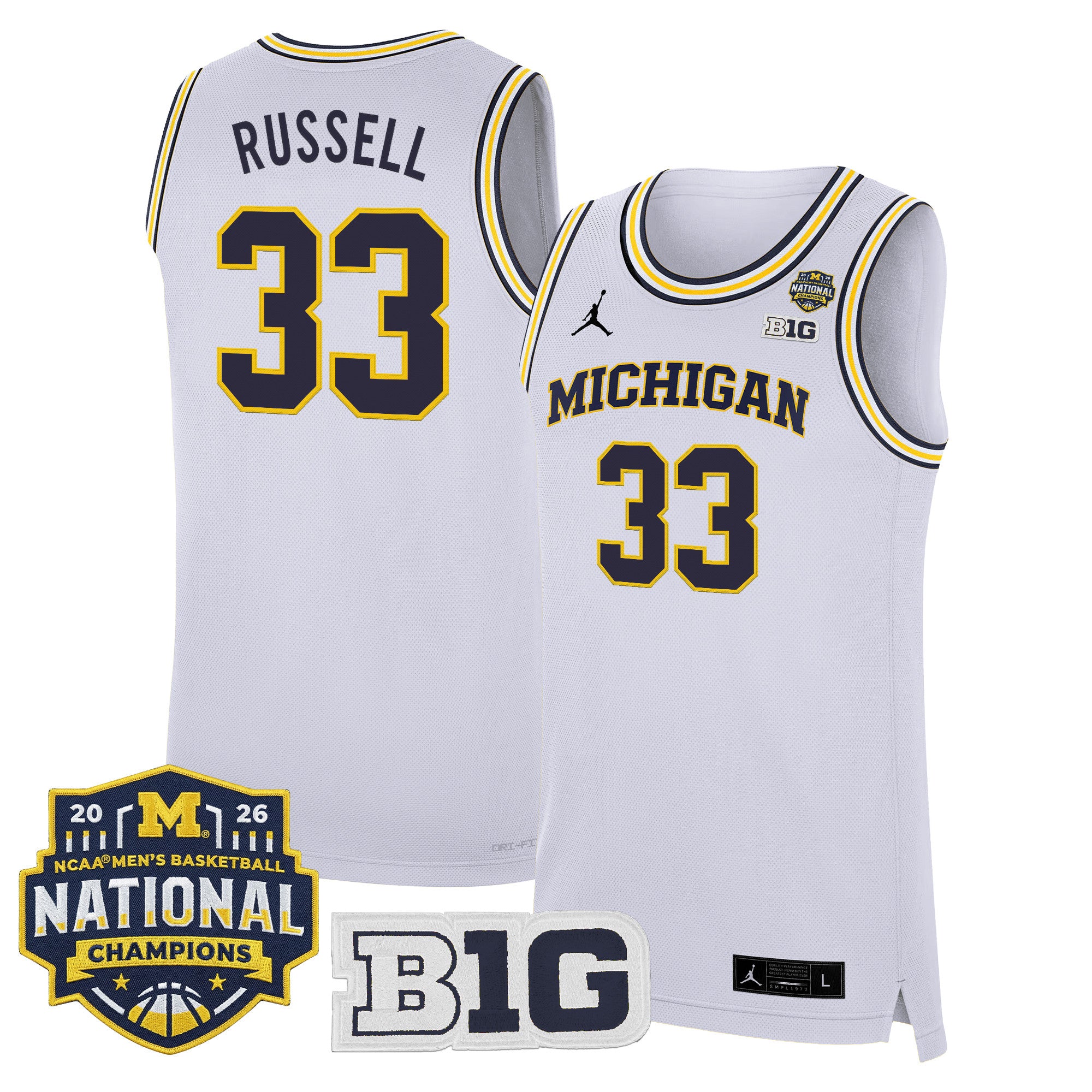 Men's Michigan Wolverines 2026 National Champions Patch Basketball Jersey - All Stitched