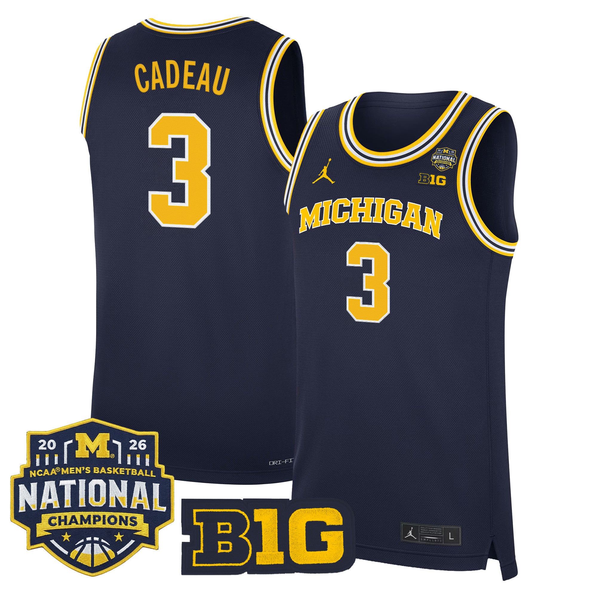 Men's Michigan Wolverines 2026 National Champions Patch Basketball Jersey - All Stitched