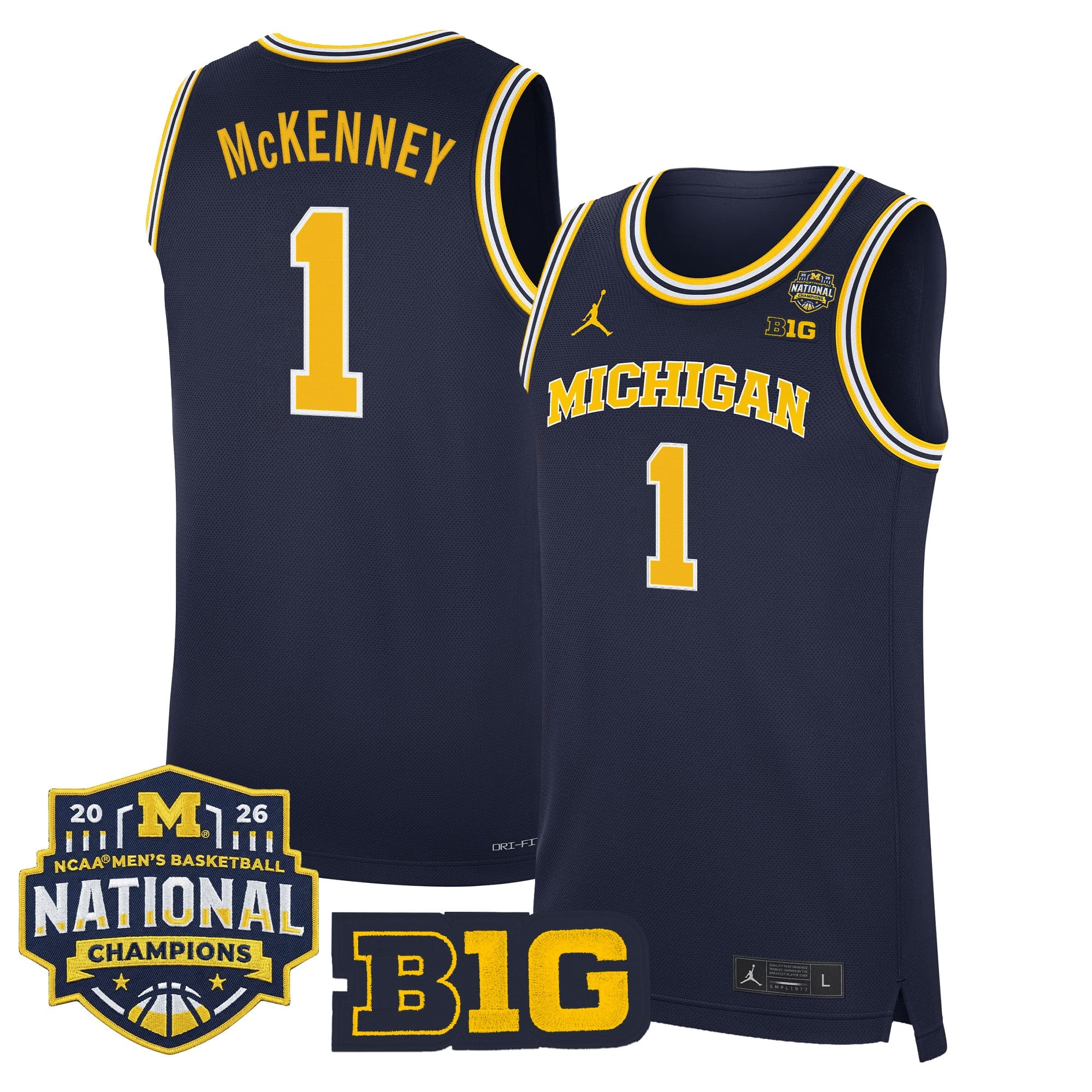 Men's Michigan Wolverines 2026 National Champions Patch Basketball Jersey - All Stitched