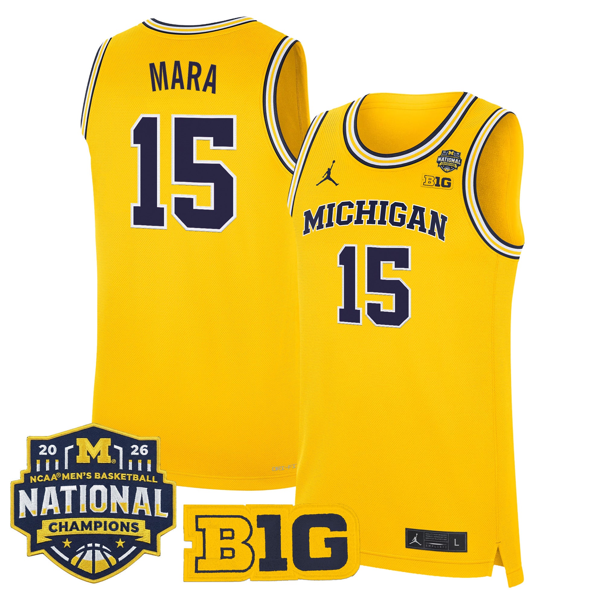 Men's Michigan Wolverines 2026 National Champions Patch Basketball Jersey - All Stitched
