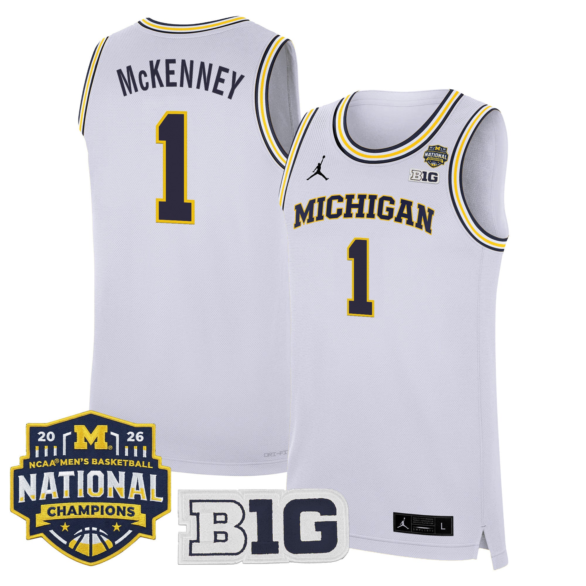 Men's Michigan Wolverines 2026 National Champions Patch Basketball Jersey - All Stitched